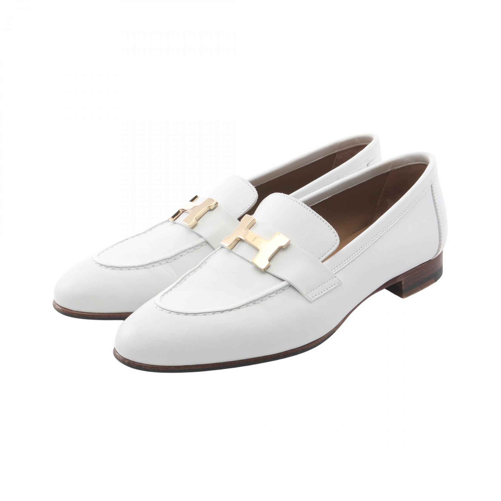 HERMES Paris loafers shoes #35 231048Z leather White Used Women | eBay