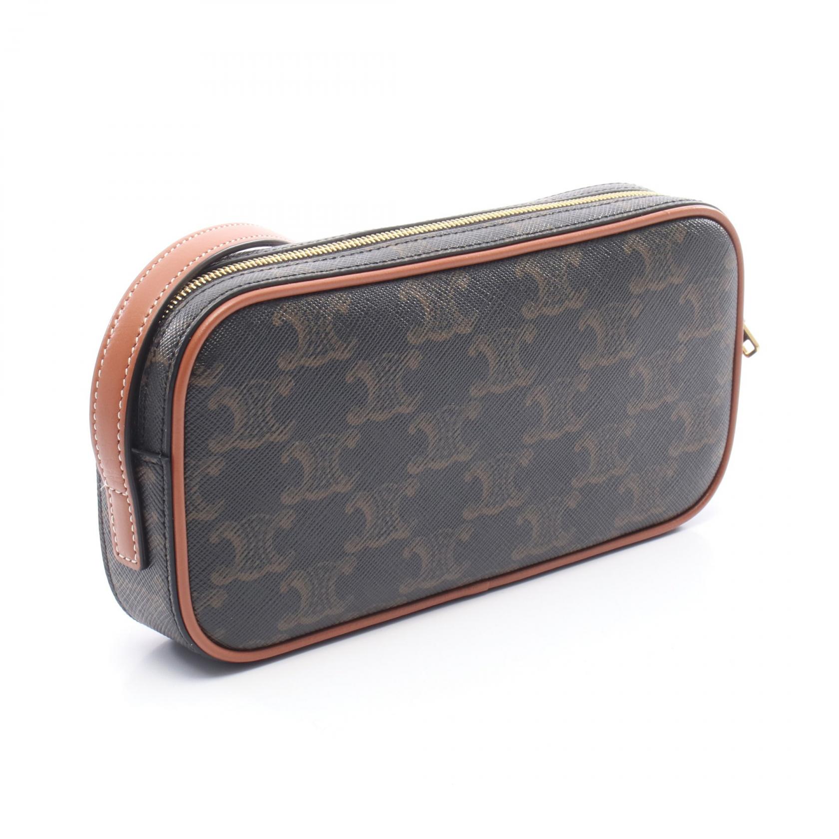 CELINE Triomphe Mini Camera Shoulder Bag PVC coated canvas leather