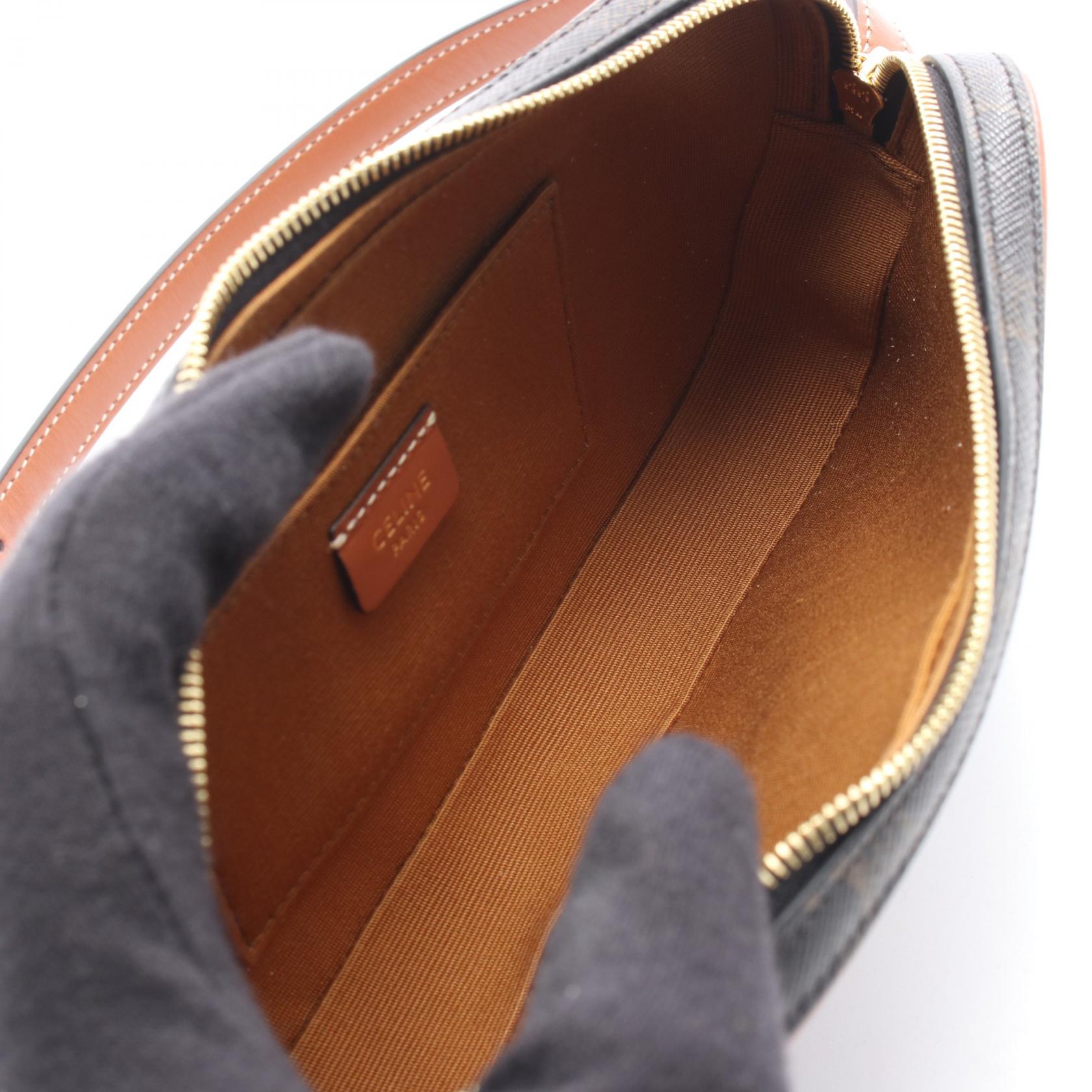 CELINE Triomphe Mini Camera Shoulder Bag PVC coated canvas leather