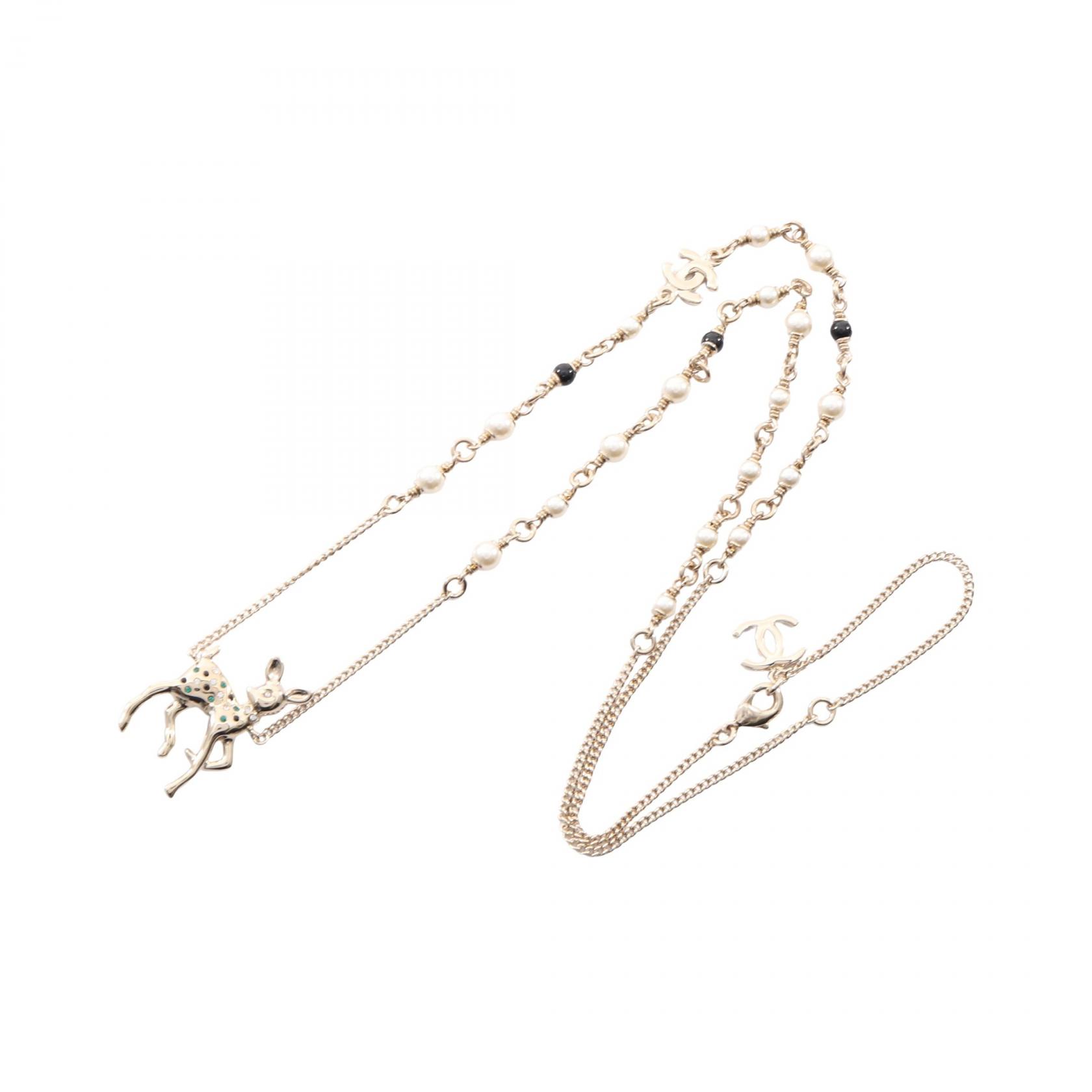 CHANEL Years Gift 2025 Bambi Necklace Gold Plated Artificial pearl