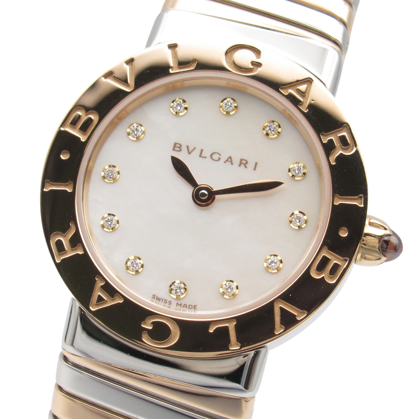BVLGARI Tubogas Wrist Watch Quartz Stainless Steel 18K Rose