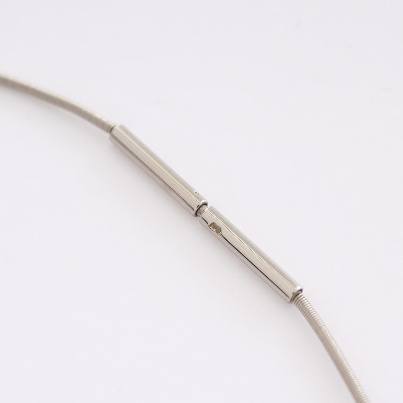 HERMES Cardue H H-cube Necklace Stainless Steel Silver White