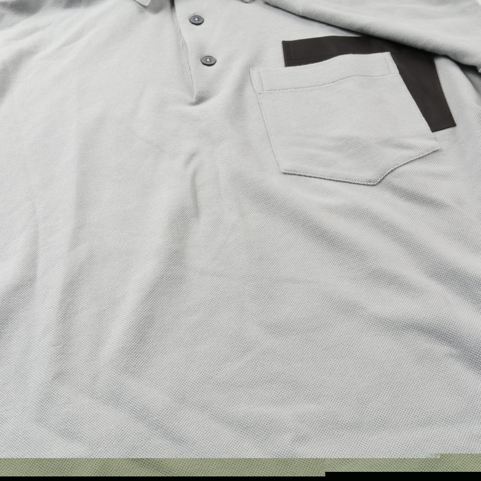 HERMES Polo shirt M size cotton cashmere Lamb leather Gray