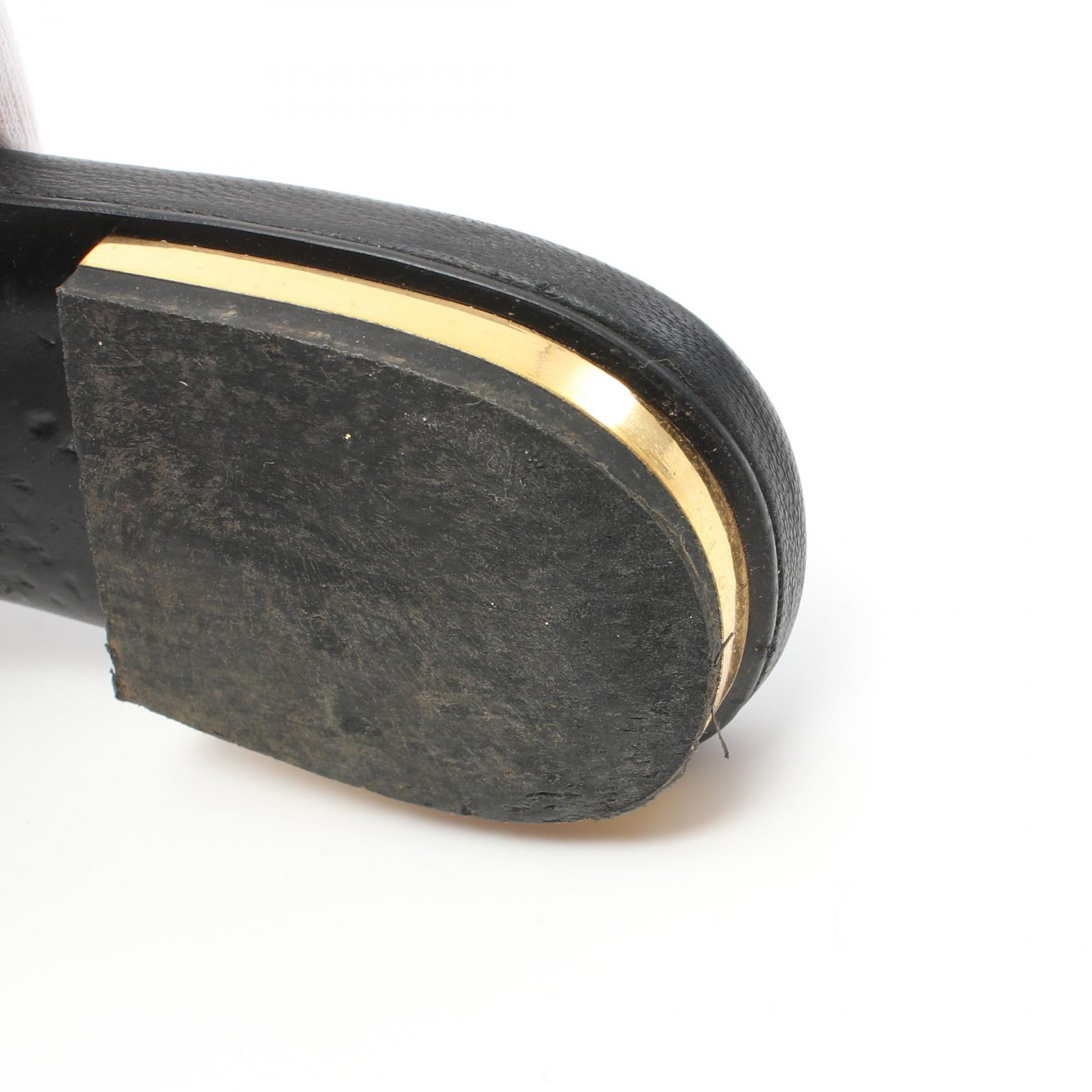 CHANEL COCO Mark Ribbon Sandals 35C shoes G40132 leather