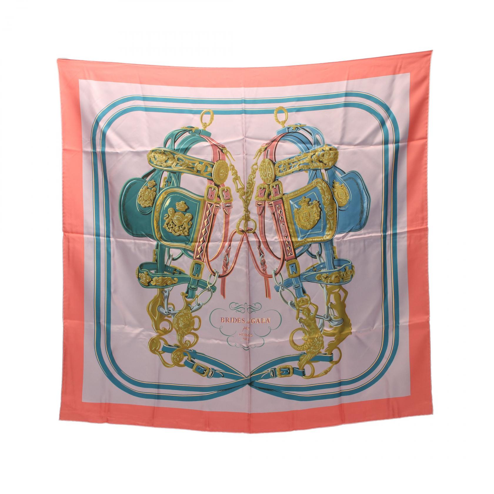 HERMES Carre90 BRIDES de GALA Scarf silk Multicolor Pink