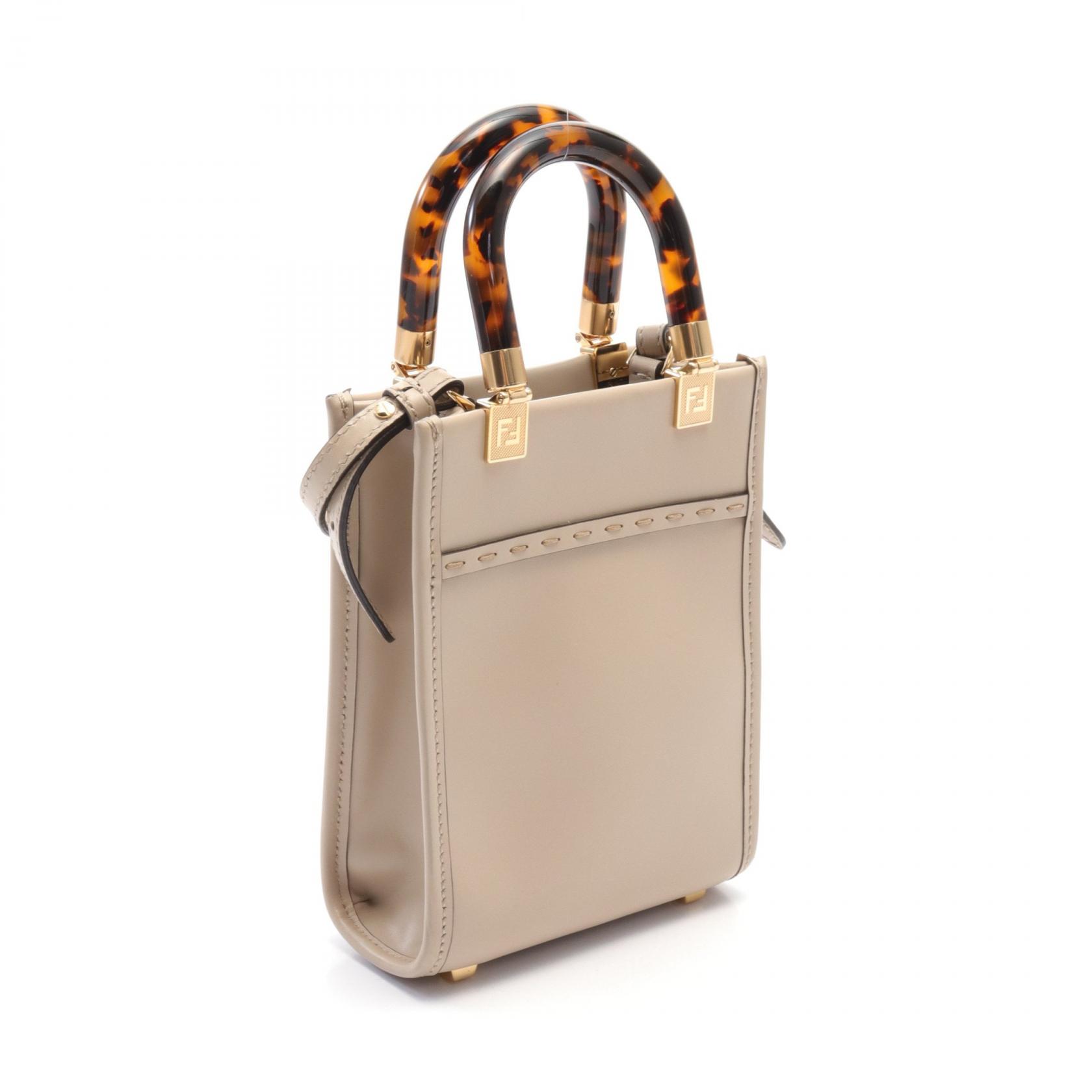 FENDI Sunshine Shopper Mini Shoulder Hand bag 8BS051 leather