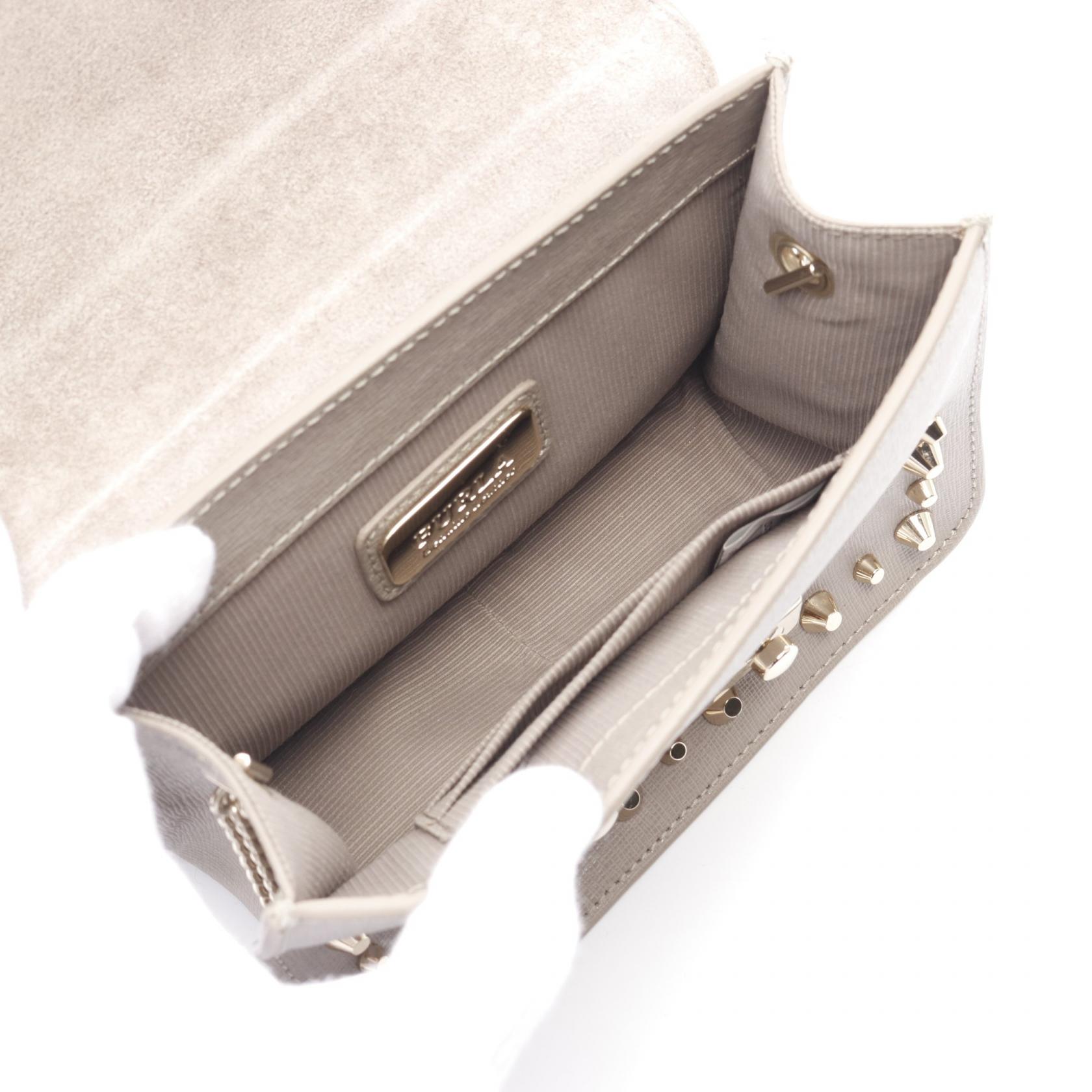 Furla JULIA Chain Shoulder Bag leather Beige Used Women