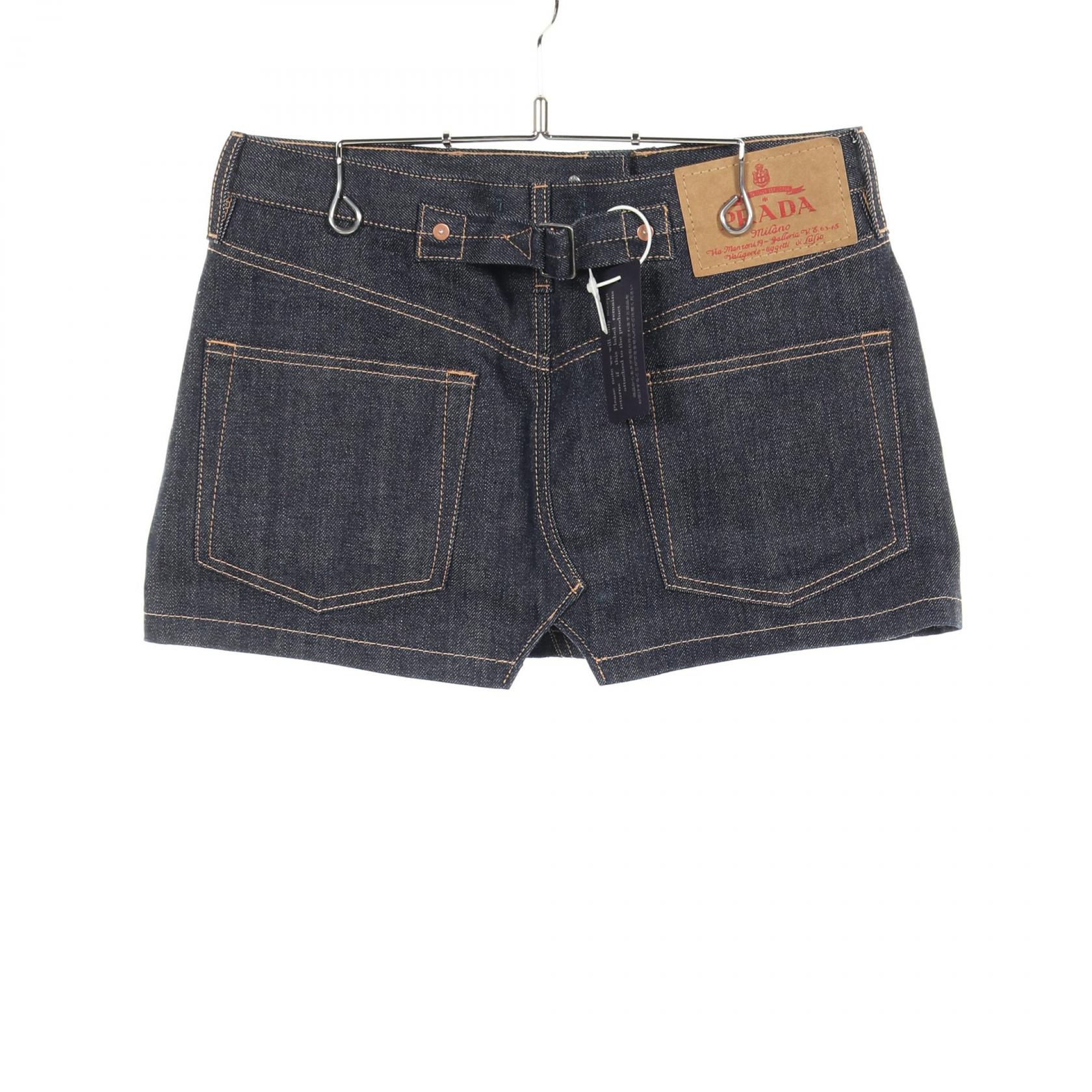PRADA プラダ デニム ミニスカート GFD179 PRADA Selvedge denim mini skirt jupe #38 GFD179 cotton Navy