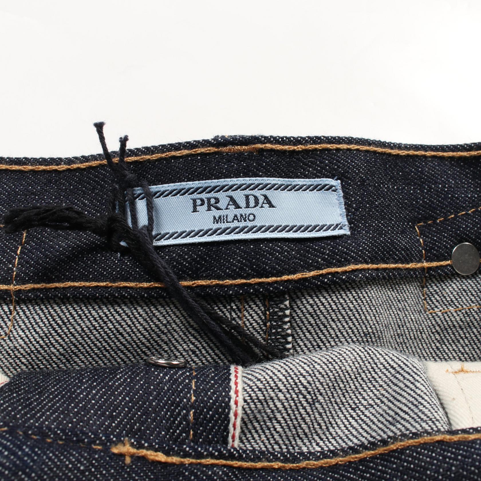 PRADA プラダ デニム ミニスカート GFD179 PRADA Selvedge denim mini skirt jupe #38 GFD179 cotton Navy