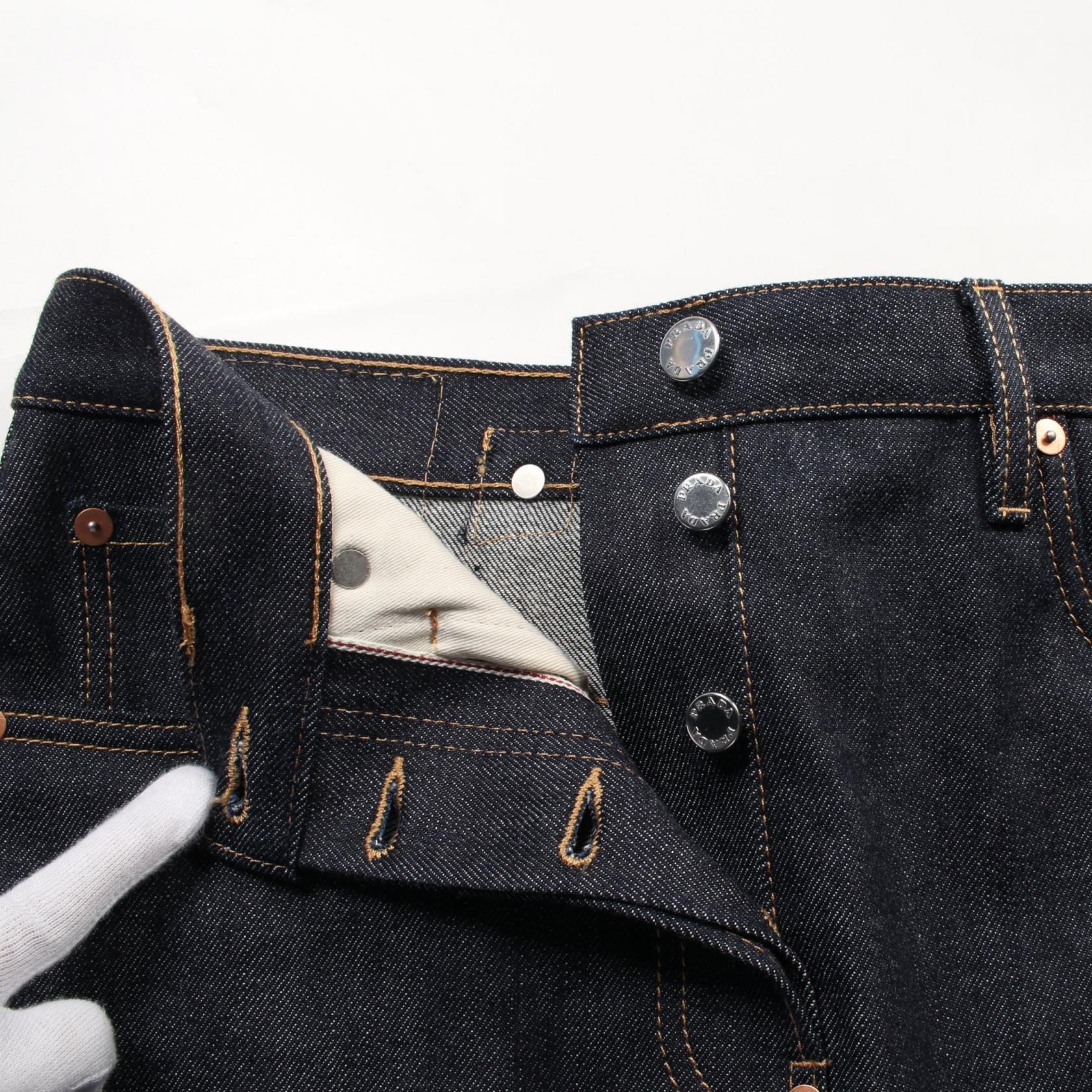 PRADA プラダ デニム ミニスカート GFD179 PRADA Selvedge denim mini skirt jupe #38 GFD179 cotton Navy