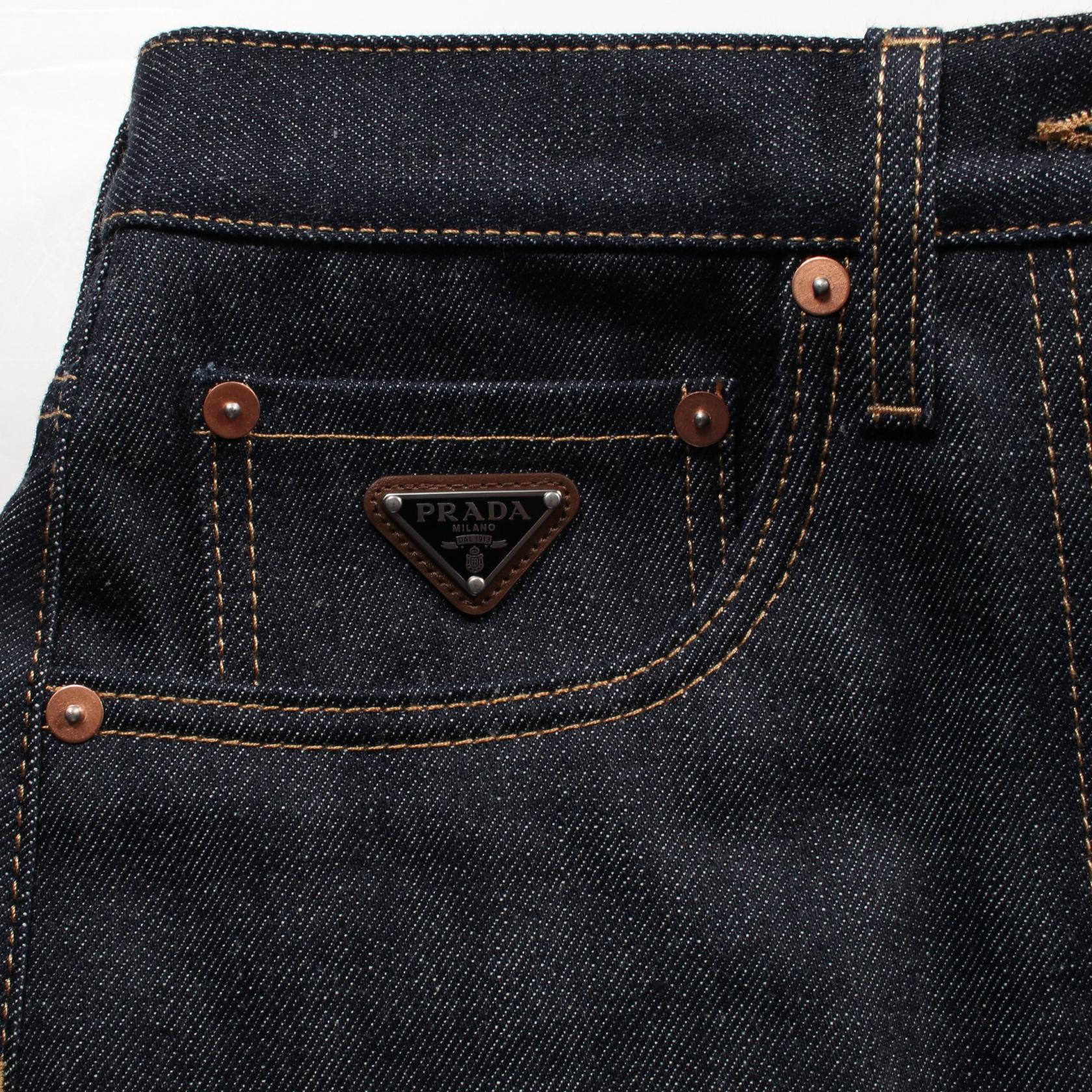 PRADA プラダ デニム ミニスカート GFD179 PRADA Selvedge denim mini skirt jupe #38 GFD179 cotton Navy