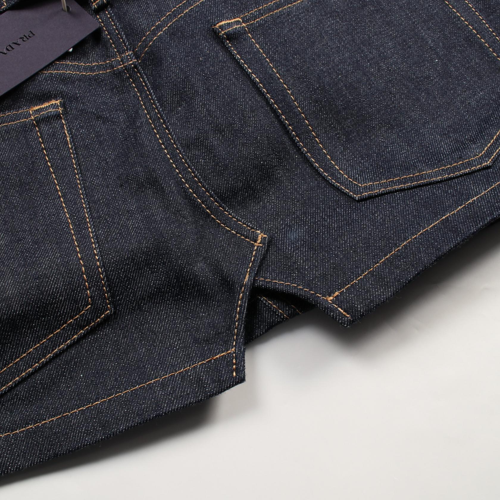 PRADA プラダ デニム ミニスカート GFD179 PRADA Selvedge denim mini skirt jupe #38 GFD179 cotton Navy