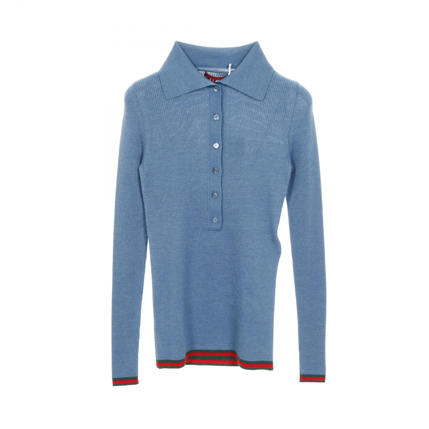 GUCCI Sherry line Polo shirt Knitwear cashmere silk Blue Green Red