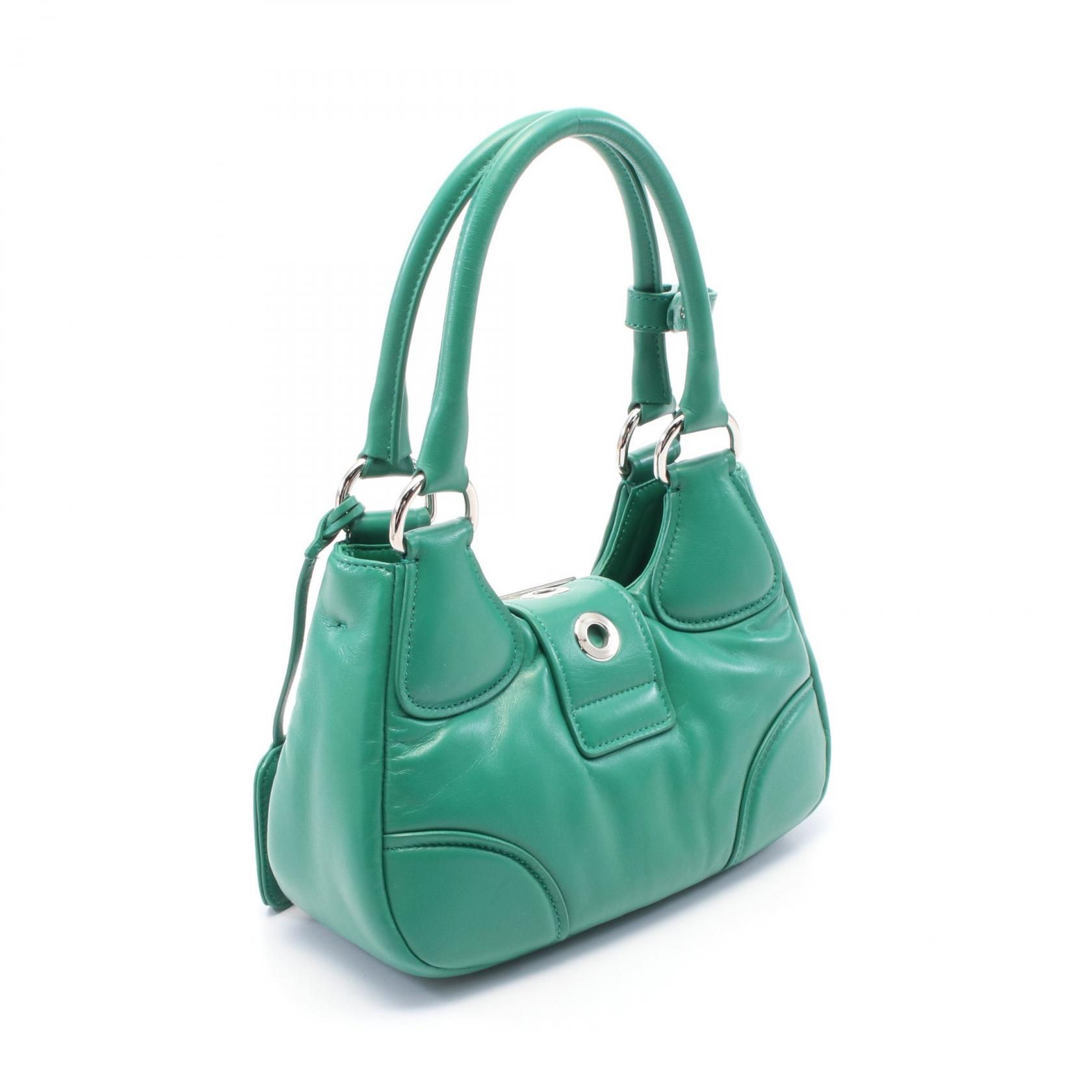 PRADA MOON 2way Shoulder Handbag 1BA381 leather Green Used