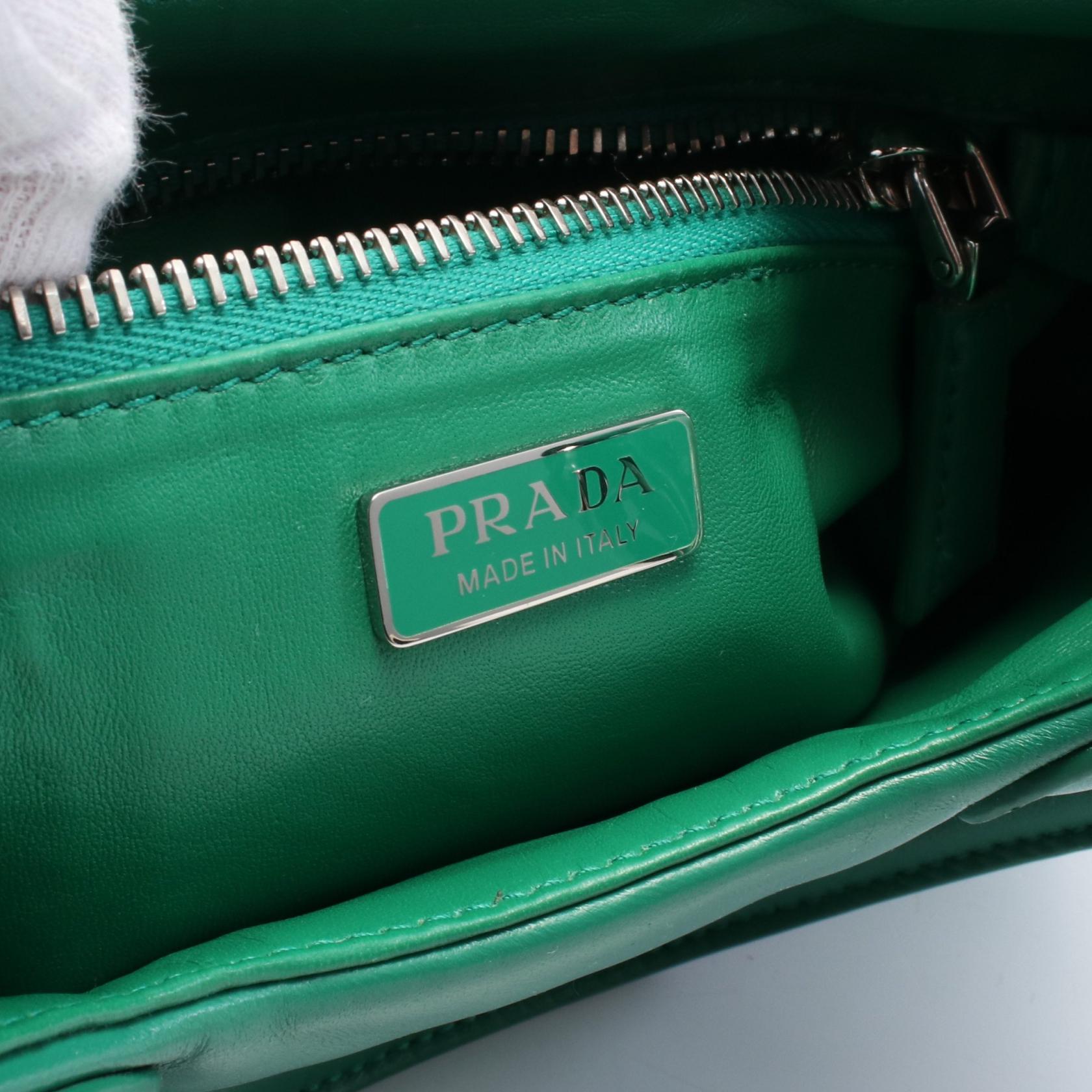PRADA MOON 2way Shoulder Handbag 1BA381 leather Green Used Women