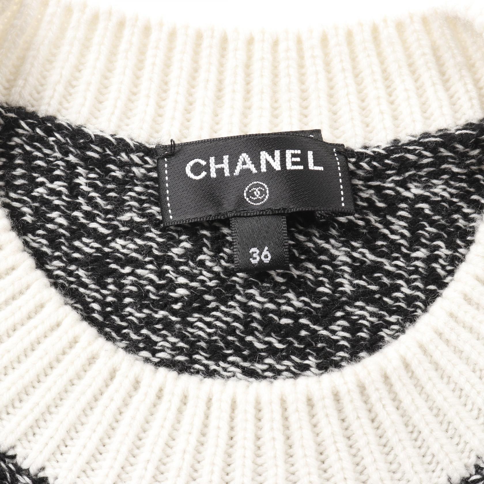CHANEL No.5 knitwear sweater P73214 cashmere Black White Used