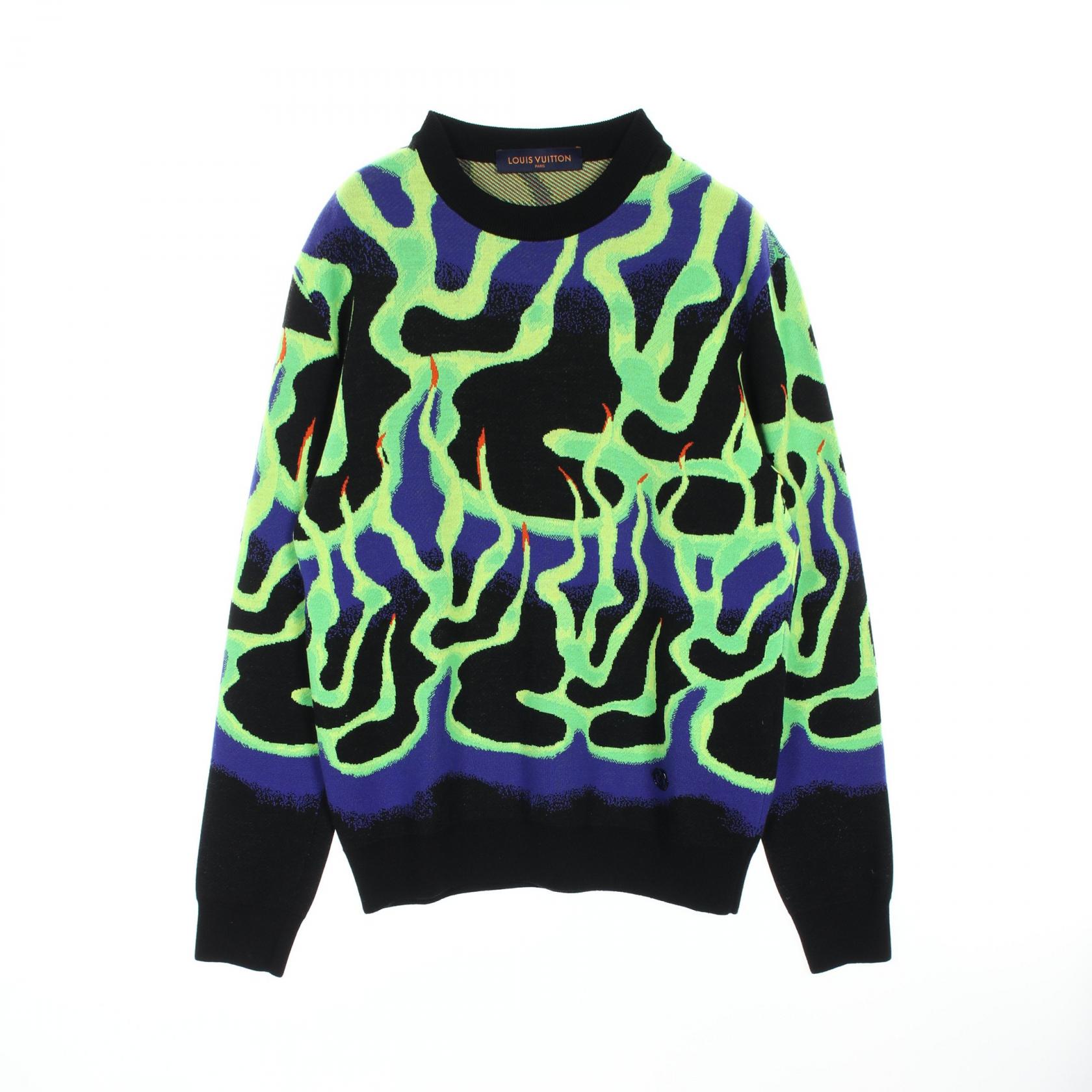 LOUIS VUITTON knitwear sweater wool Green Black Used mens size S