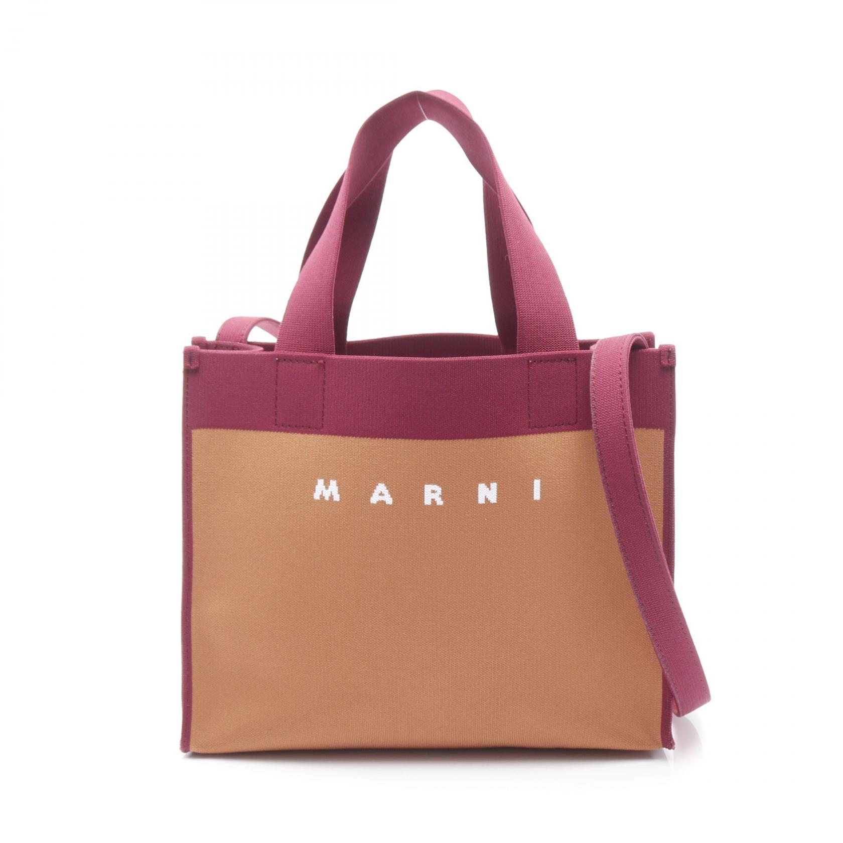 MARNI Jacquard small shopping Tote Bag SHMP0083A0 polyester Brown 