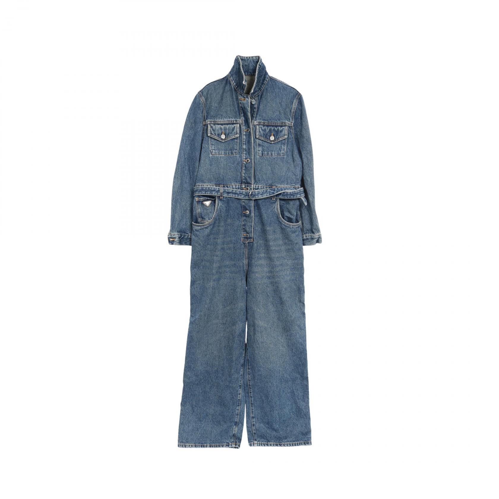 トップス PRADA PRADA Denim jumpsuit GFZ017 cotton Blue Used Women #36 | eBay