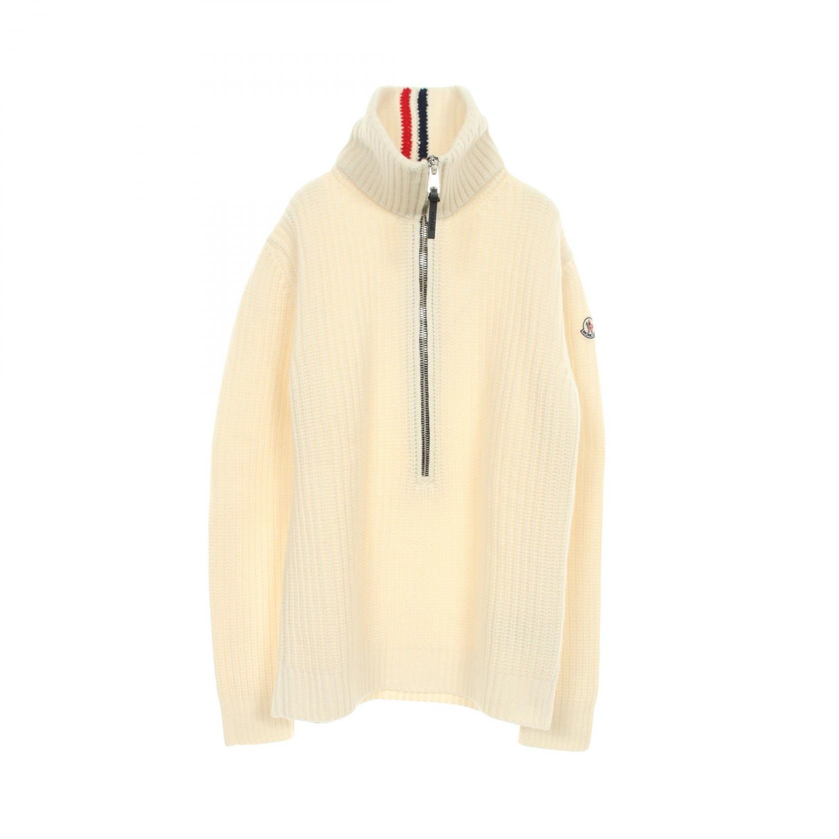 MONCLER Half zip Pullover Sweater Knitwear 9A00003 wool White #S
