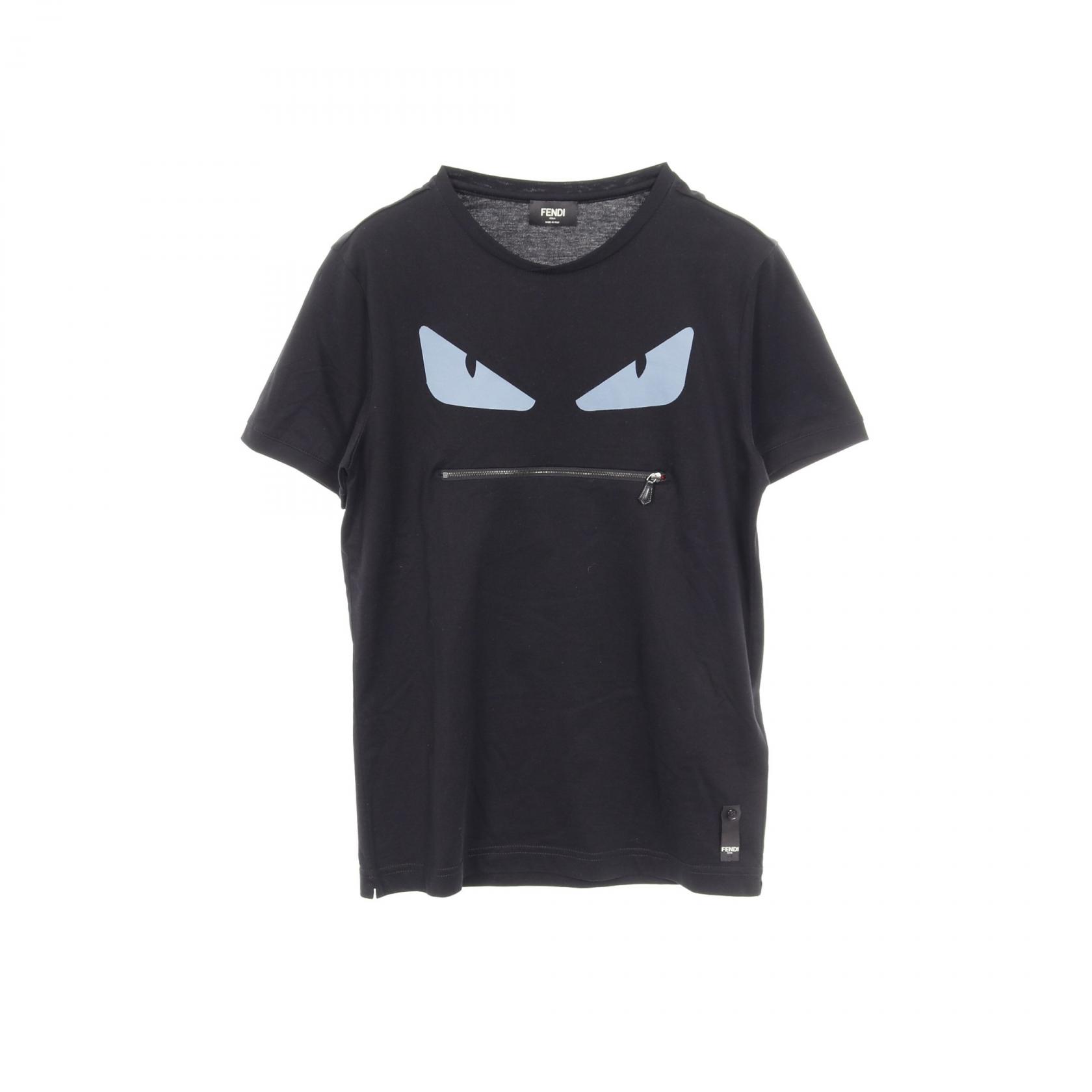 FENDI Monster Bugs Eye T-shirt FY0729 cotton Black Blue Size 44