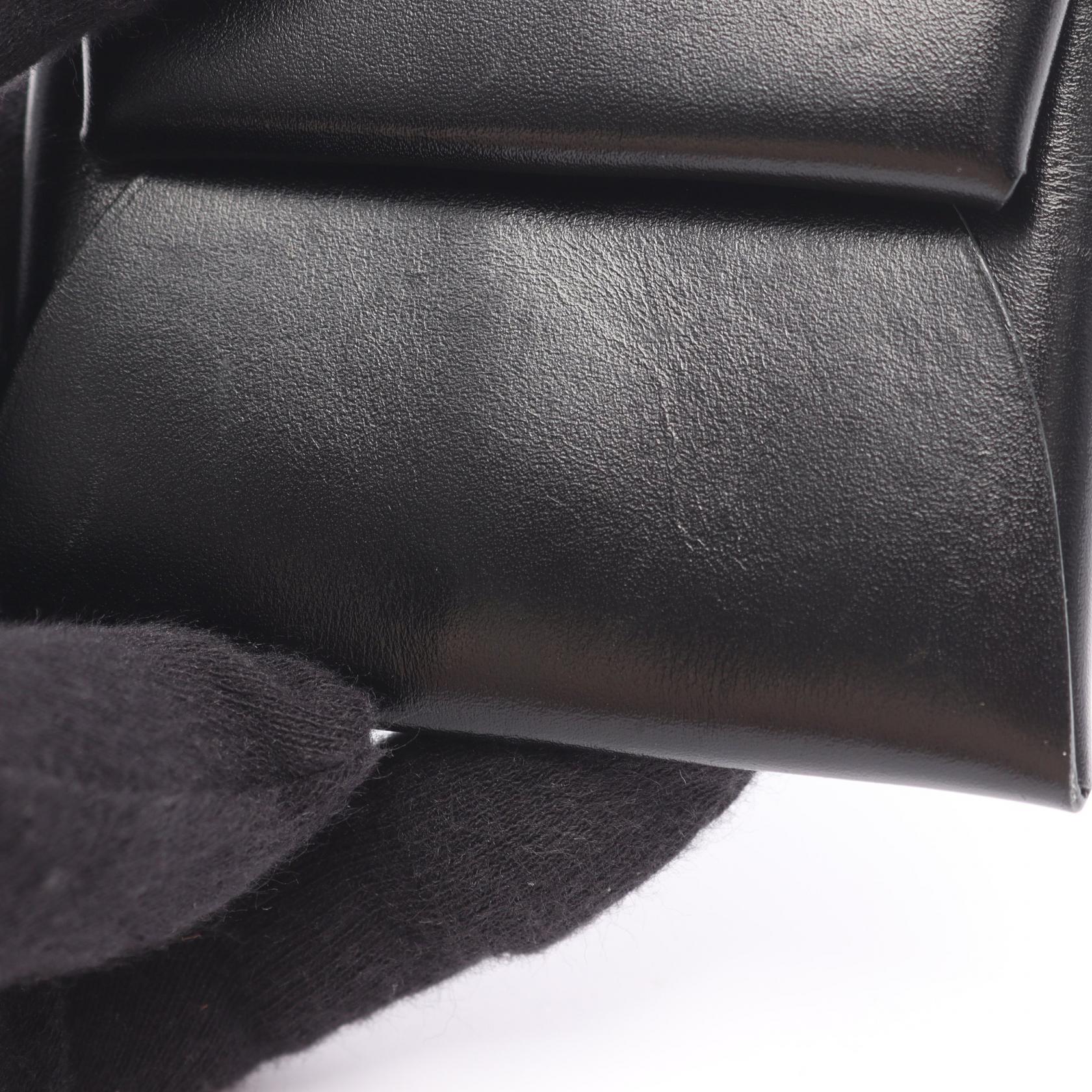 HERMES Bastia coin purse wallet Box calf leather Black Used Women