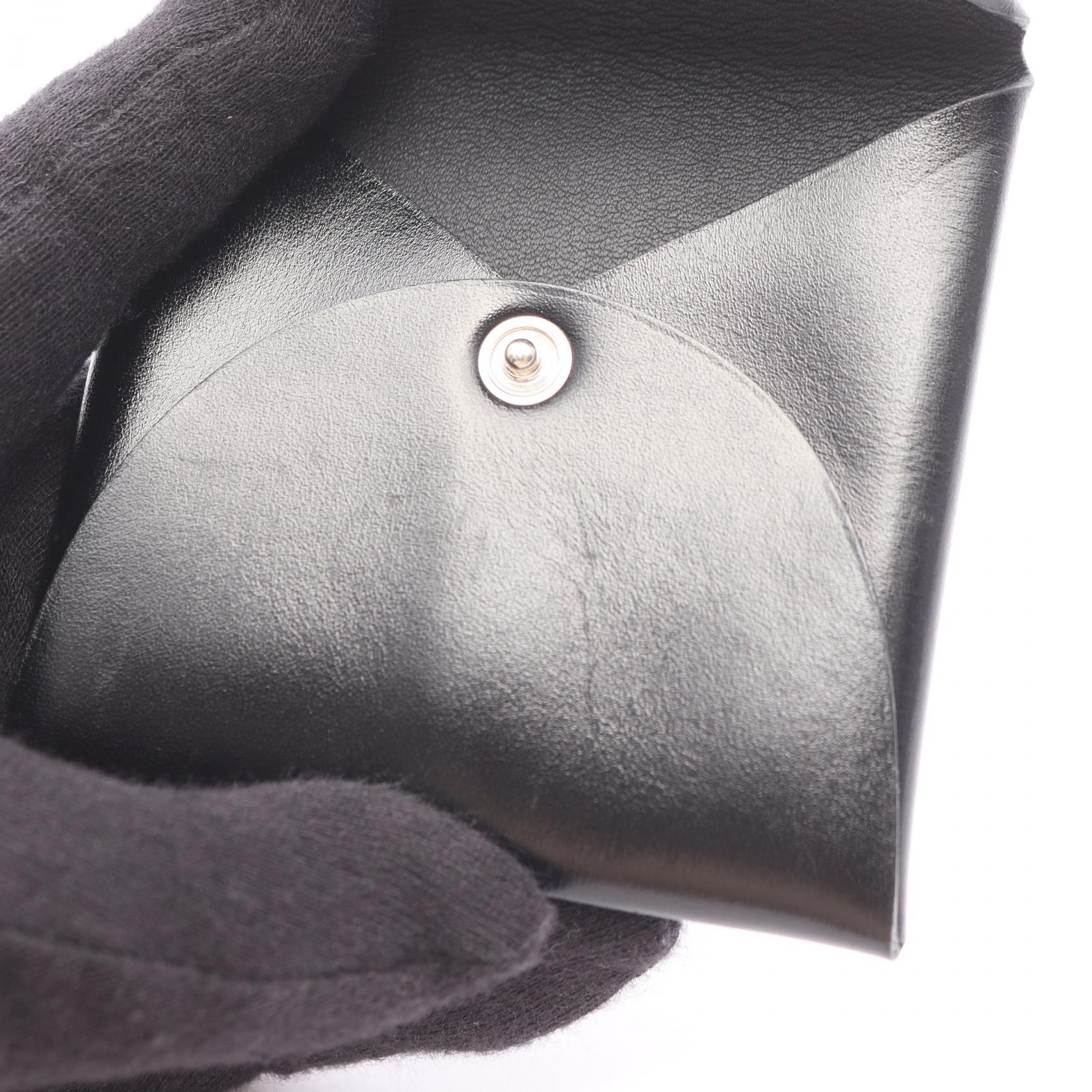 HERMES Bastia coin purse wallet Box calf leather Black Used Women