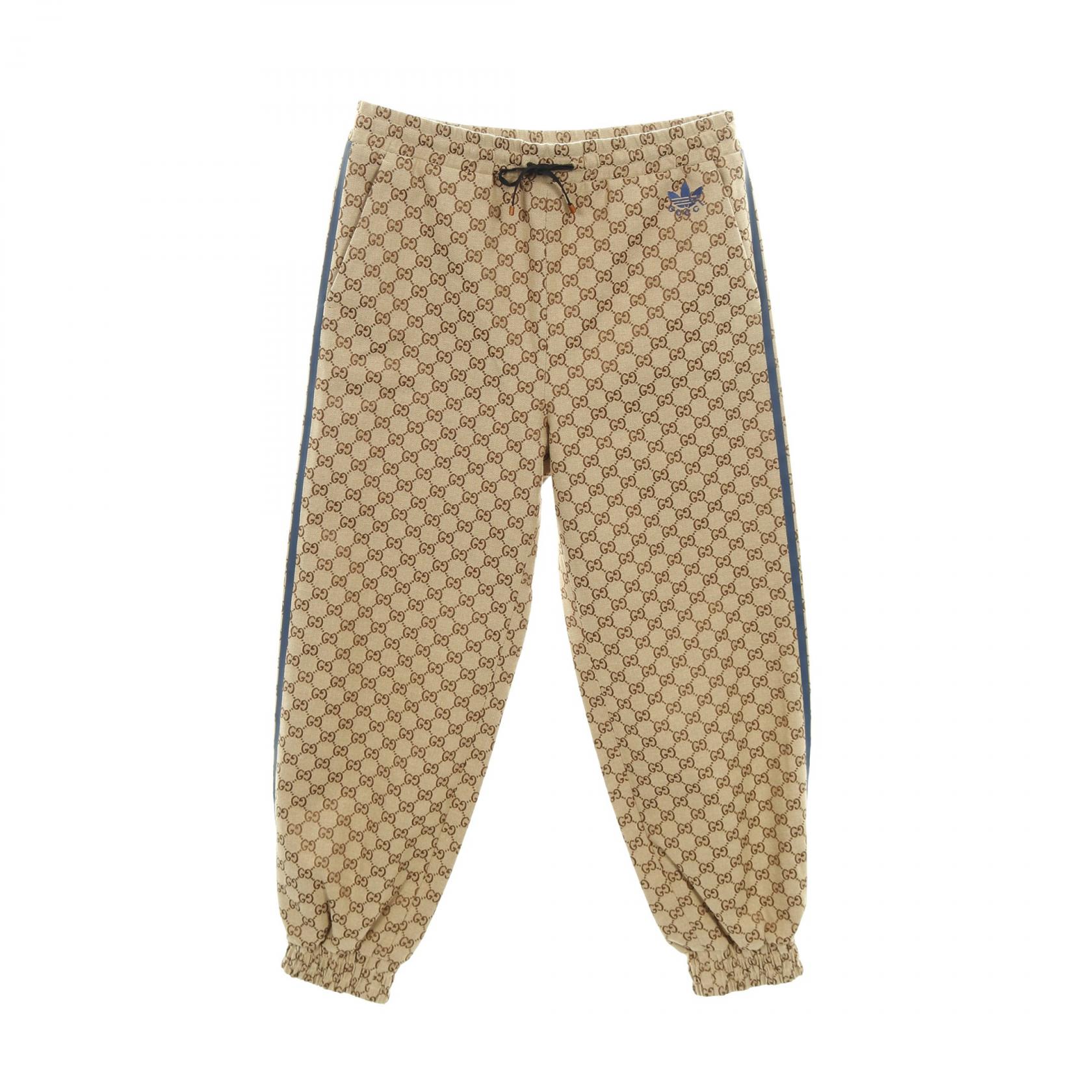 。 GUCCI adidas Three-Line GG Canvas Sweatpants trouser cotton Beige
