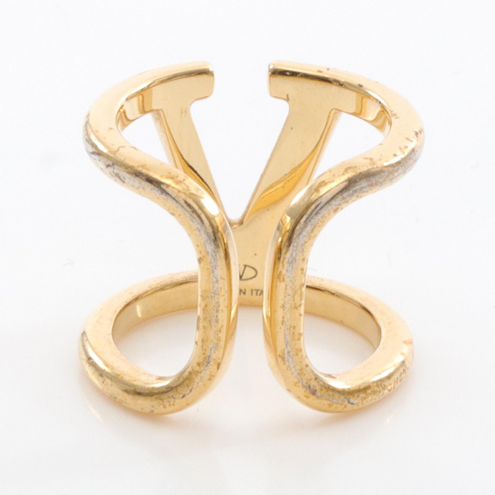 Valentino Garavani V logo Ring Gold Plated Used Women US Size 5.75
