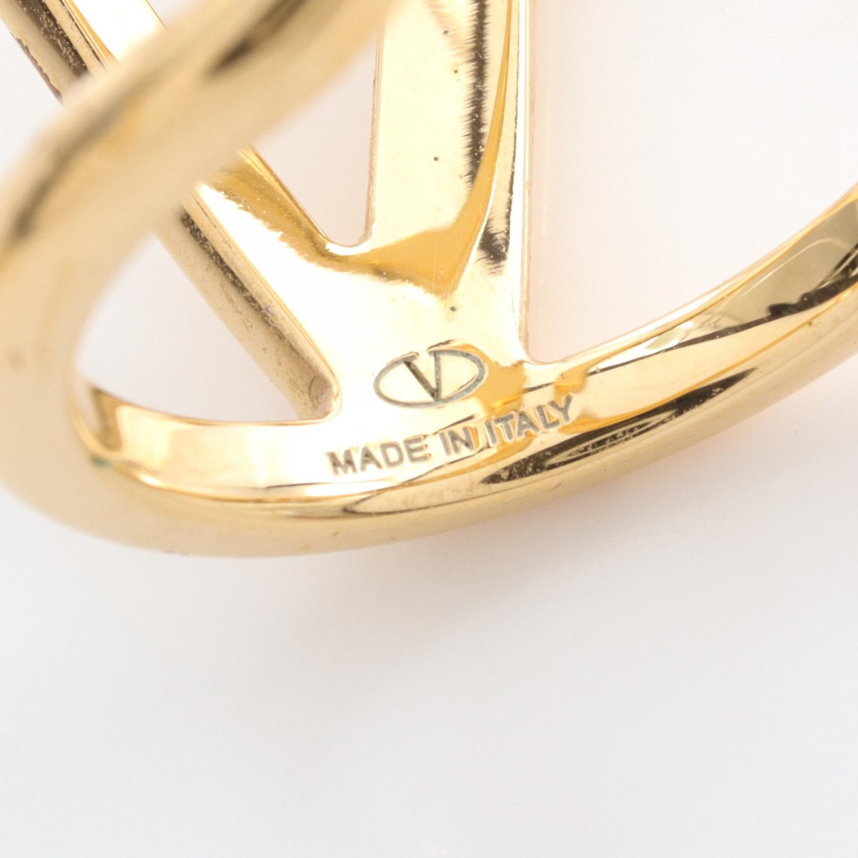 Valentino Garavani V logo Ring Gold Plated Used Women US Size 5.75