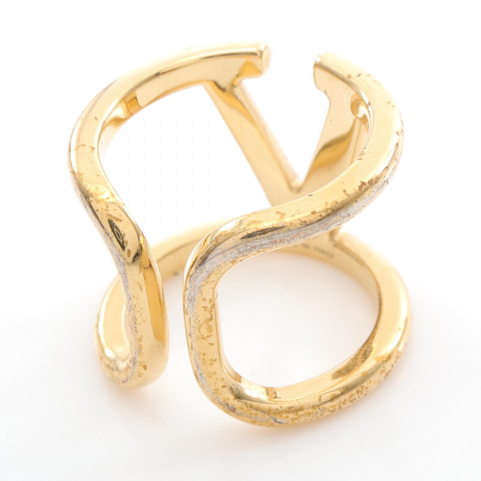 美品　VALENTINO GARAVANI Vロゴリング　16号 Valentino Garavani V logo Ring Gold Plated Used Women US Size 5.75