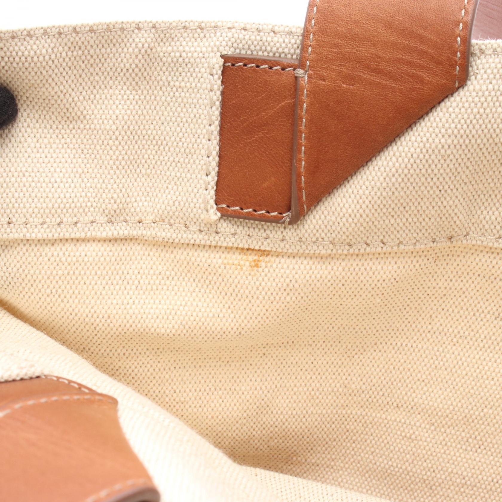 JIL SANDER FLAT SHOPPER Tote shoulder Bag canvas leather Beige