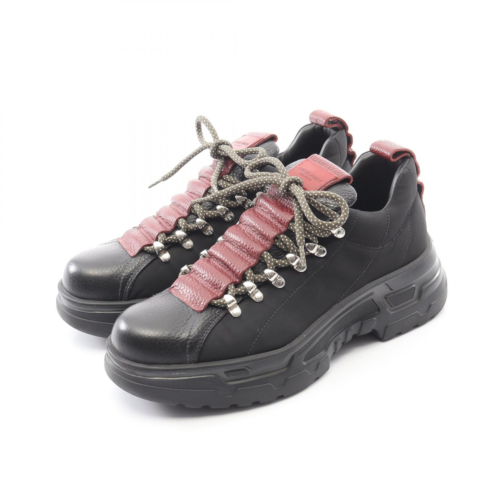 GIORGIO ARMANI Sneakers X2C666 leather Fabric Black Bordeaux #6