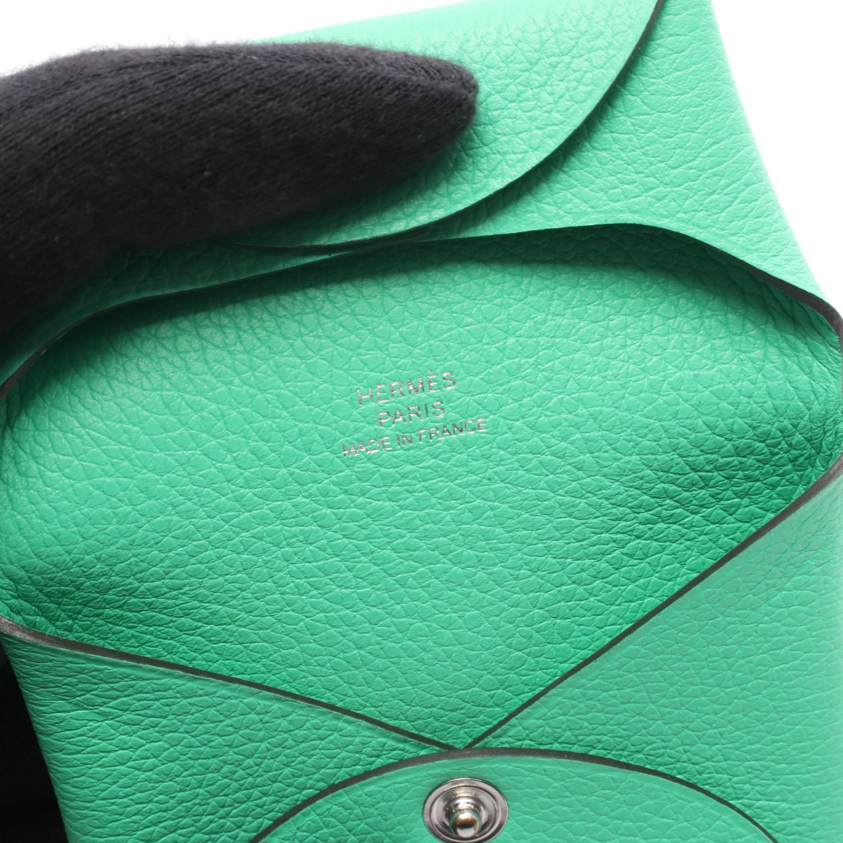 HERMES Bastia Coin change purse case B Evercolor leather Vert