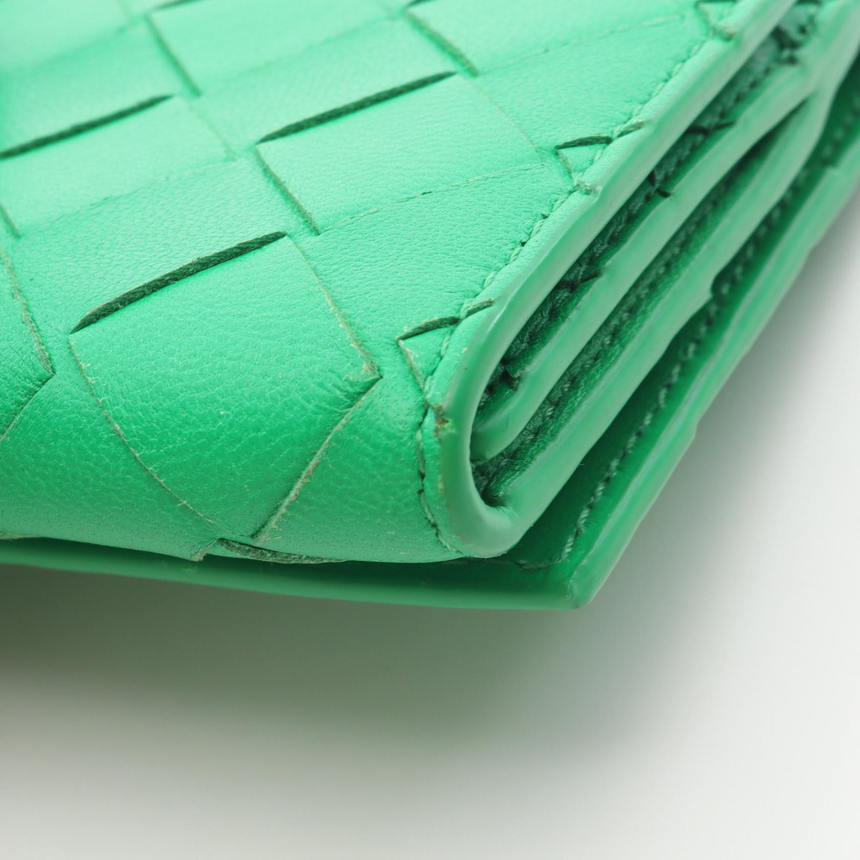 BOTTEGA VENETA Intrecciato Double Sided Wallet leather Green Used