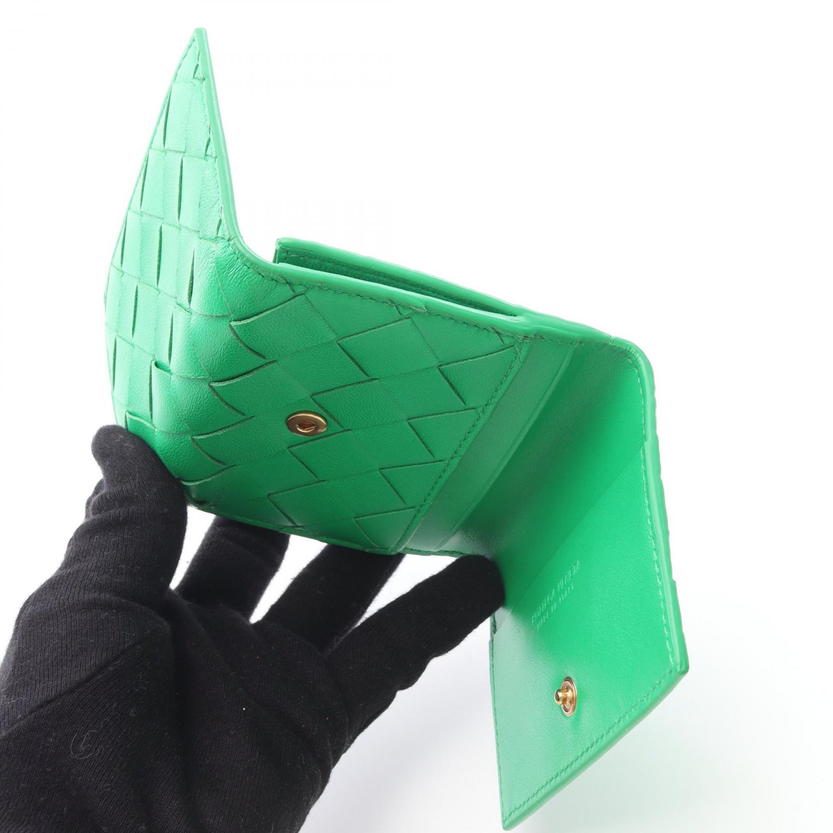 BOTTEGA VENETA Intrecciato Double Sided Wallet leather Green Used