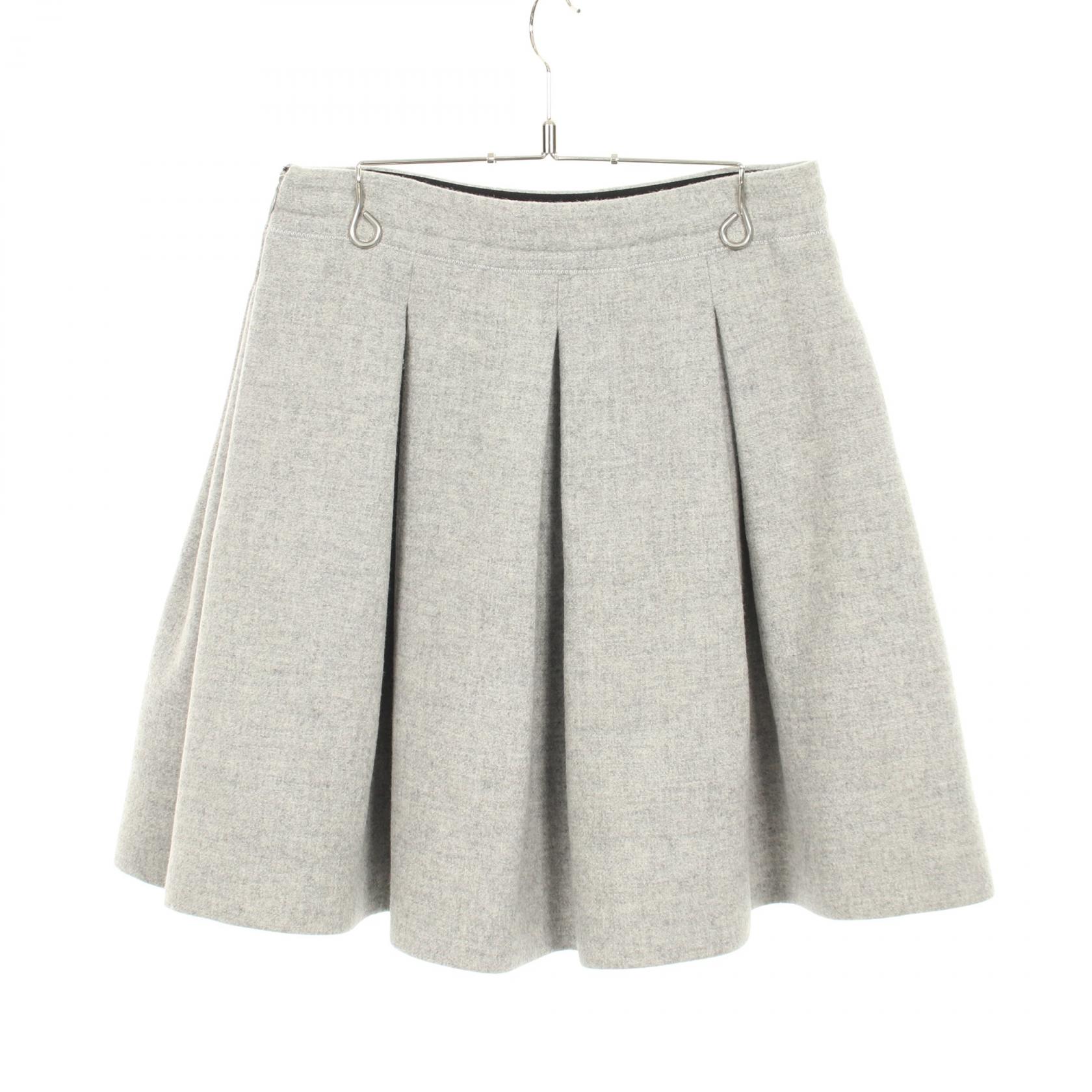 Miu Miu Pleated Flare Mini skirt MG720 wool Gray #40 Used Women | eBay