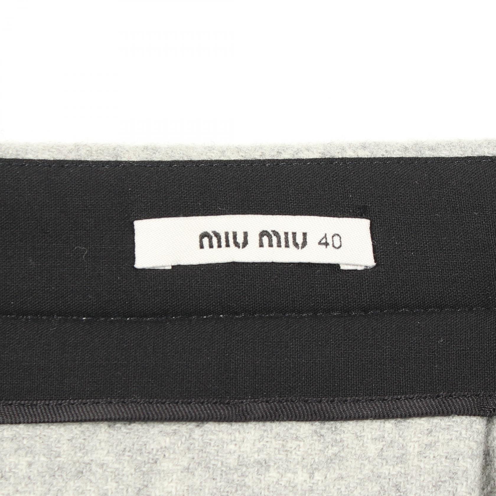 Miu Miu Pleated Flare Mini skirt MG720 wool Gray #40 Used Women | eBay
