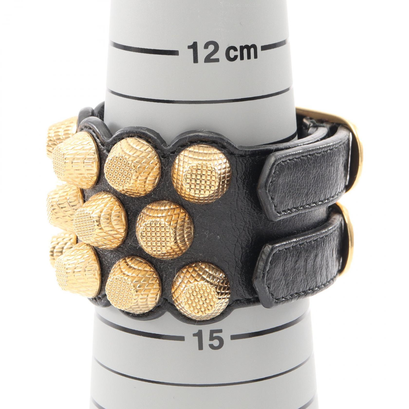 BALENCIAGA Studs Bracelet leather Black Used unisex 17cm | eBay