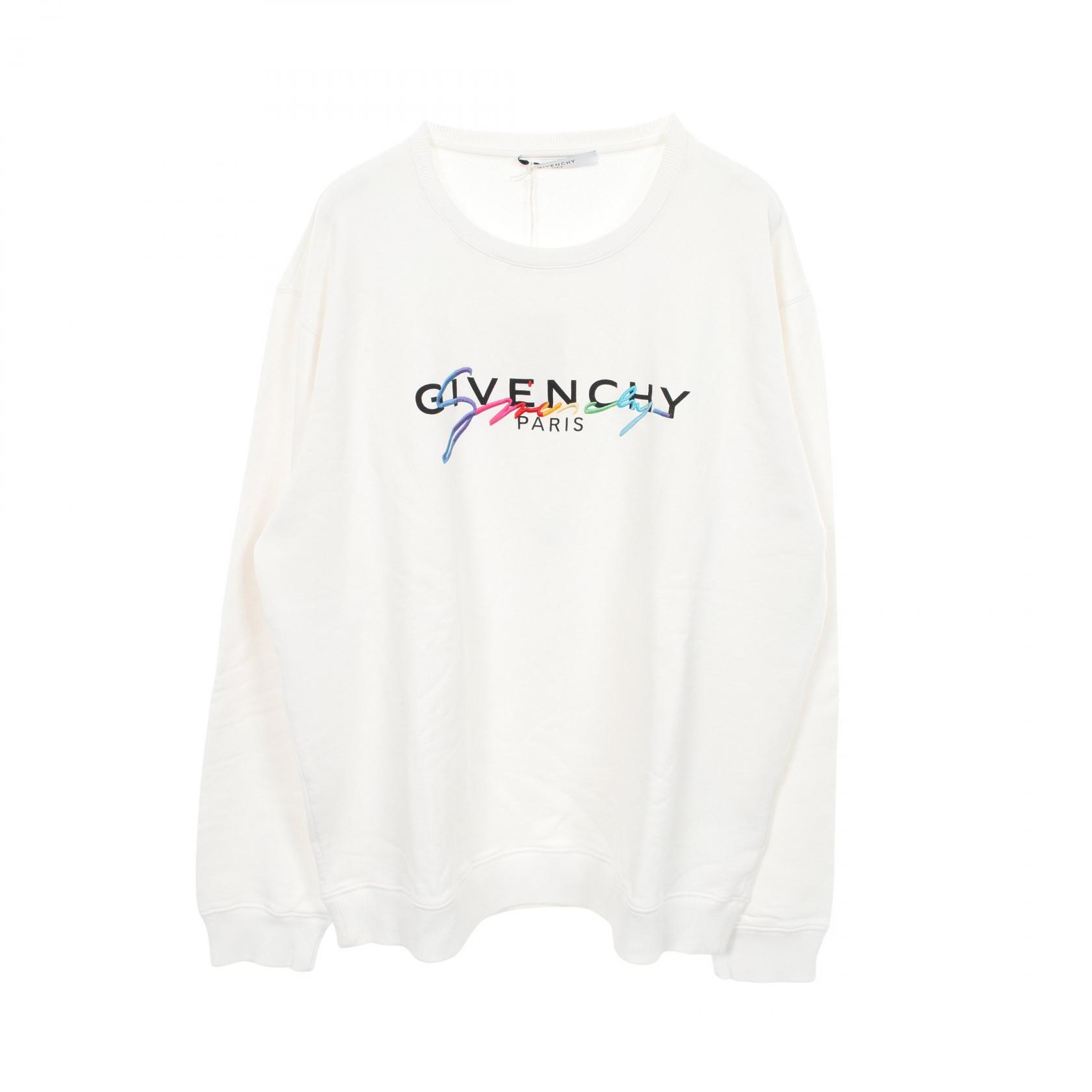 GIVENCHY XL ホワイト トレーナー GIVENCHY Rainbow Signature Logo Crew Neck sweat cotton White Used