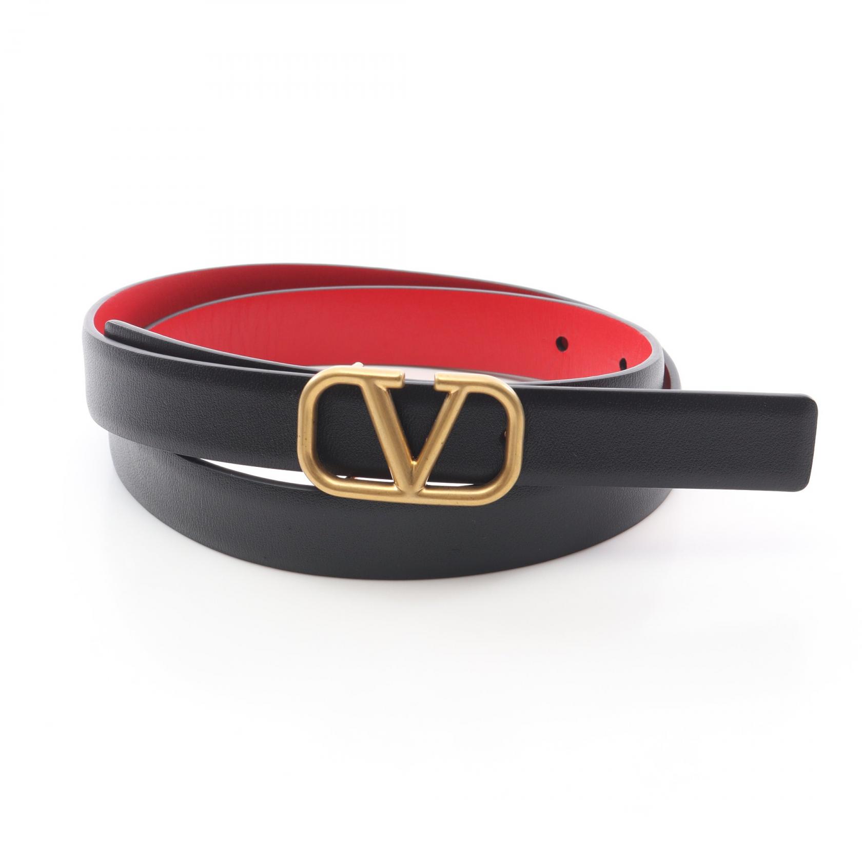 Valentino Garavani V logo Reversible belt leather Black Red  display picture 2