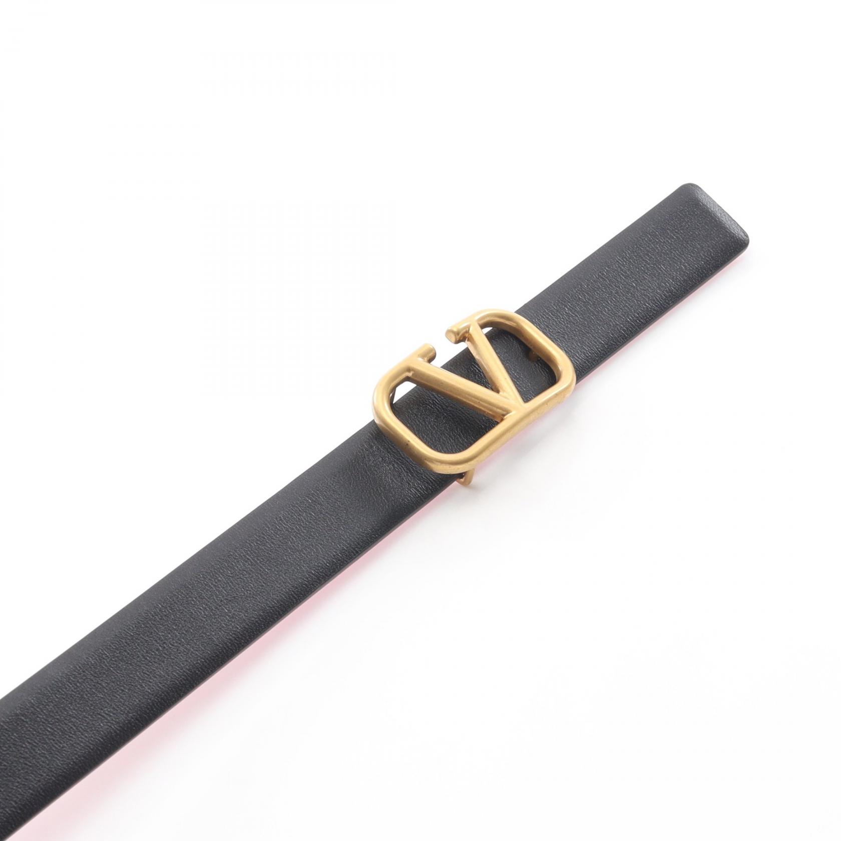 Valentino Garavani V logo Reversible belt leather Black Red 