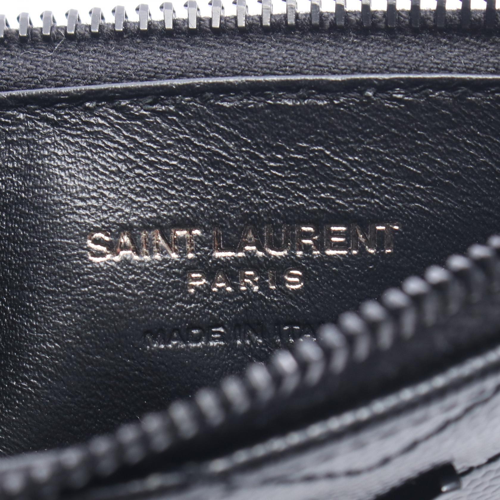 SAINT LAURENT PARIS Monogram Fragment Zip Card Case coin purse 