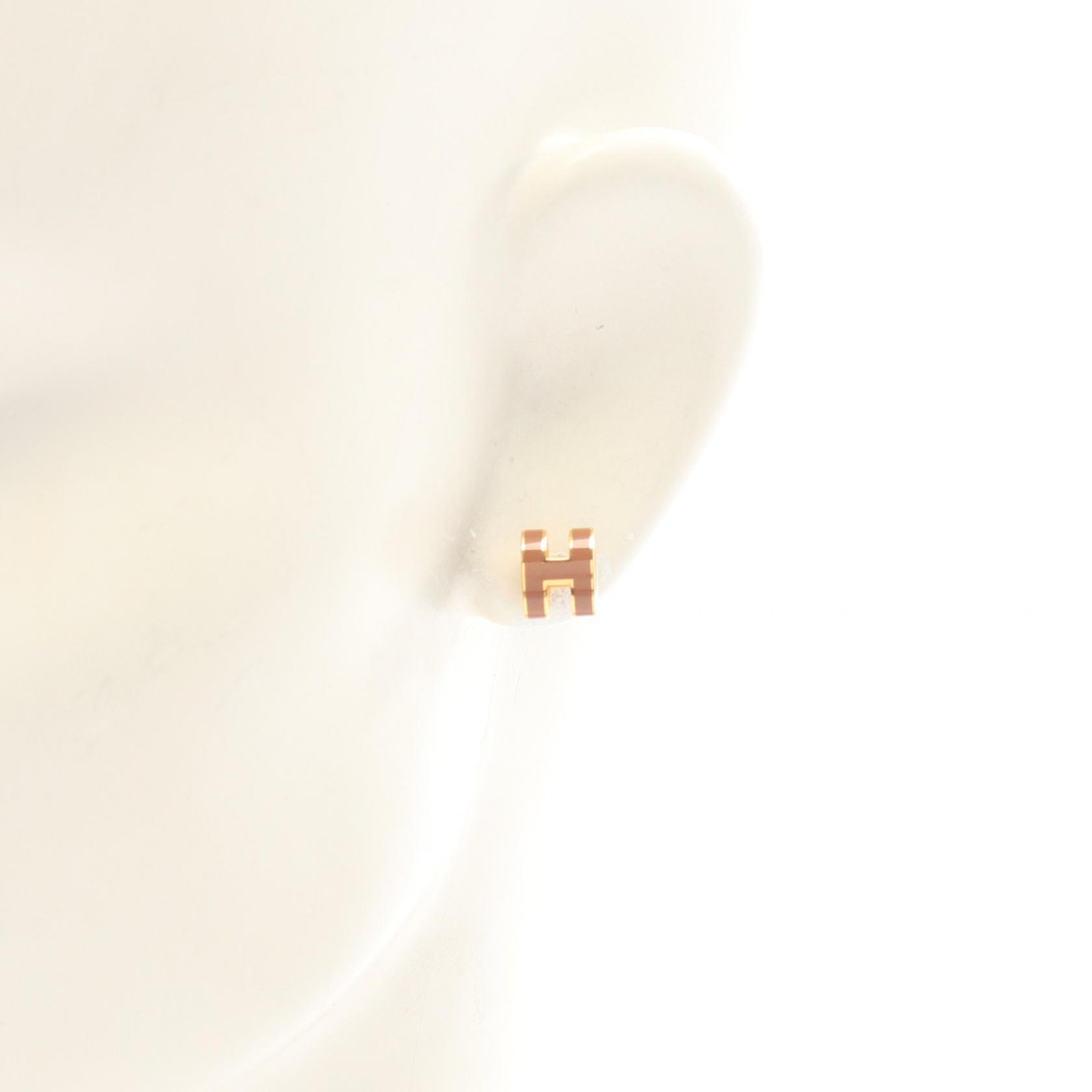 Hermes Mini Pop H Pierced Earrings Gold #313012H70B Hermes Mini Pop H Earrings Lilas Purple Gold - A World Of  main image 3
