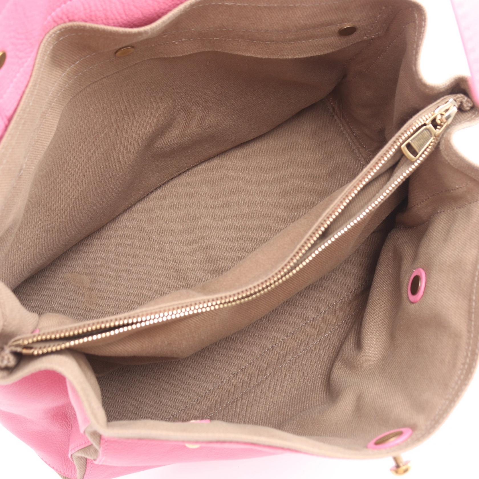YVES SAINT LAURENT Muse Two Handbag 229680 leather canvas Pink