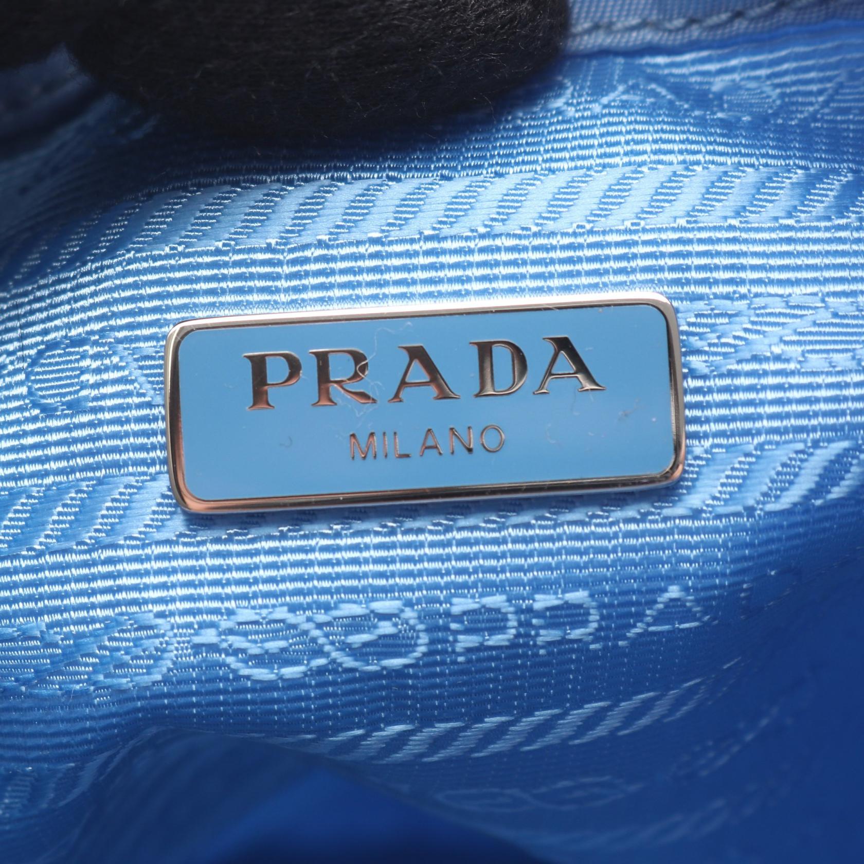 PRADA Re-Nylon VELA Pouch drawstring bag 1NS369 Saffiano leather