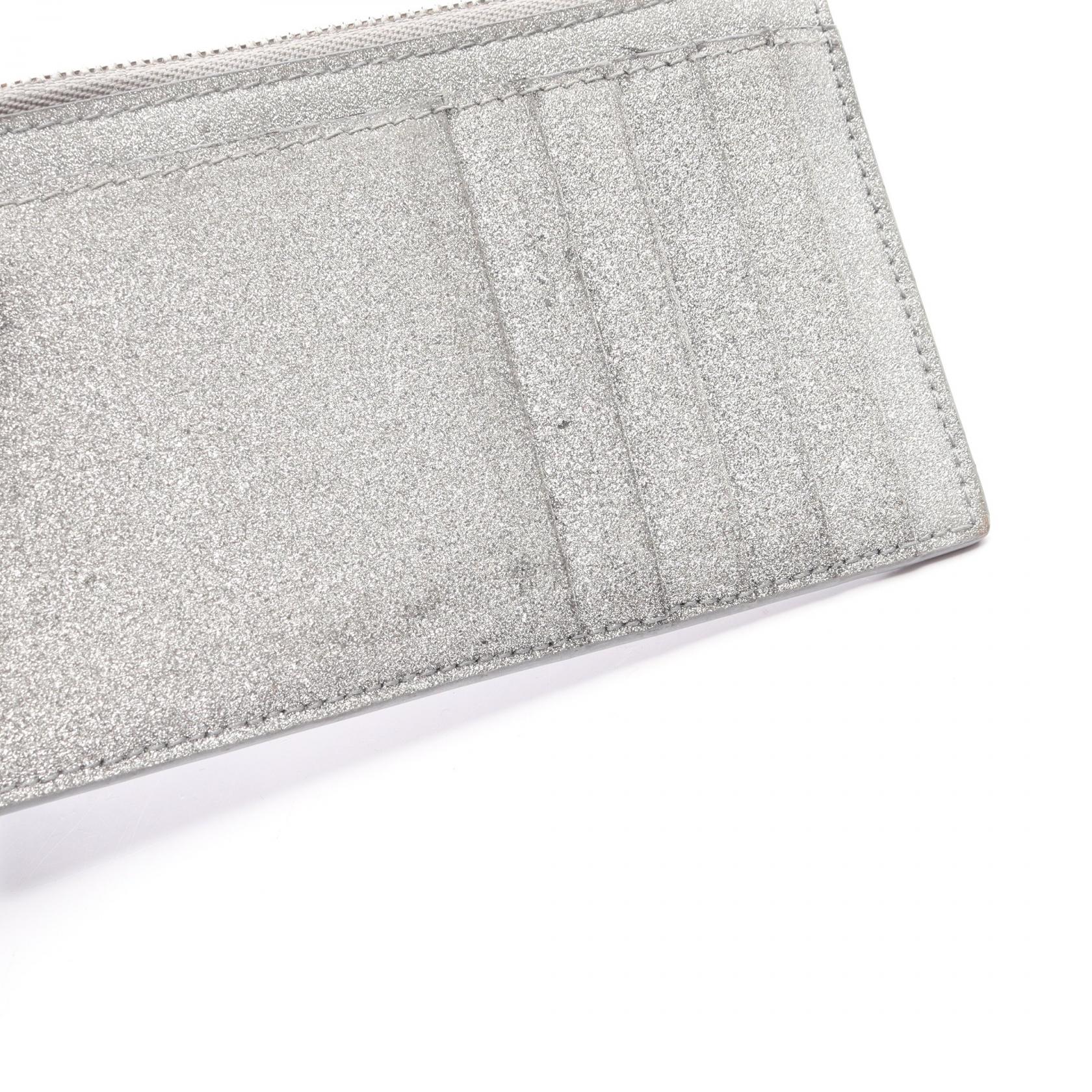 BALENCIAGA EVERYDAY Card Case 551990 leather Glitter Silver Used