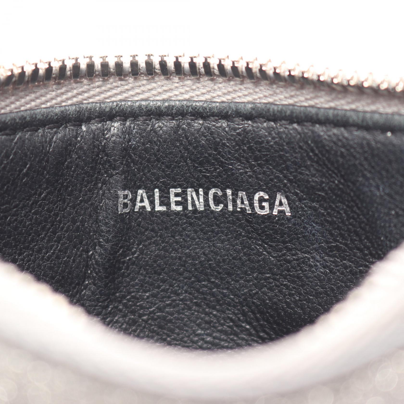 BALENCIAGA EVERYDAY Card Case 551990 leather Glitter Silver Used 