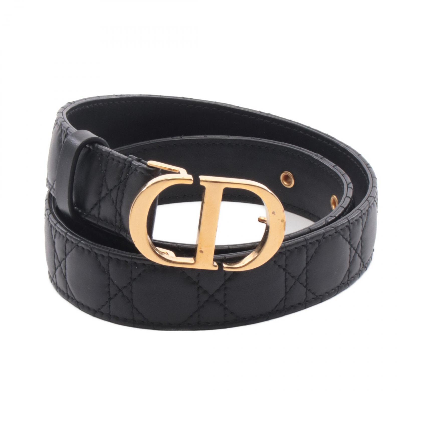 Dior Black Leather Belt with Gold CD Logo Buckle Christian Dior Calfskin Stitched CD Belt 85 34 Black 1882457  main image 2