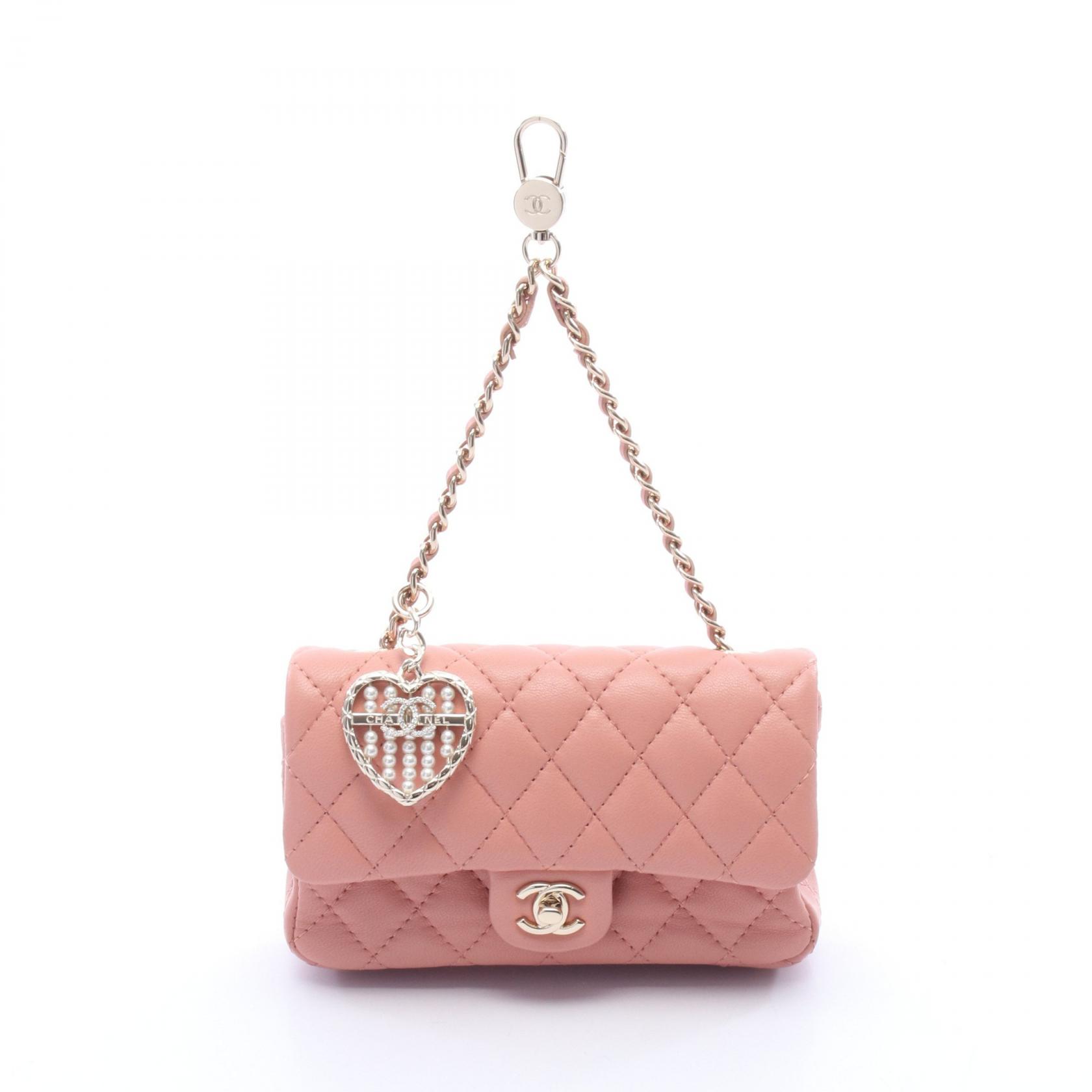 CHANEL Matelasse Classic bag charm AP4760 leather Pink Used Women